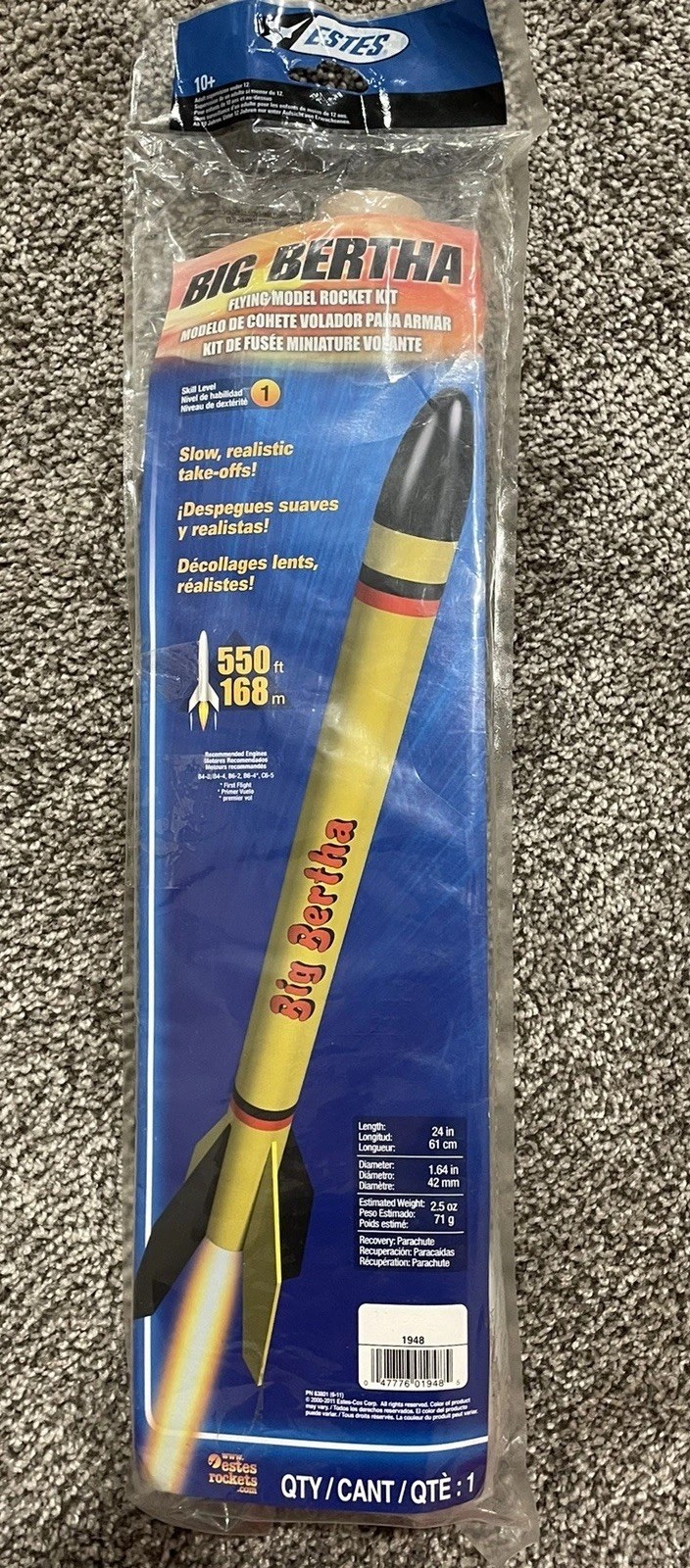 New! Estes 1948 Big Bertha 24″ Flying Model Rocket Kit