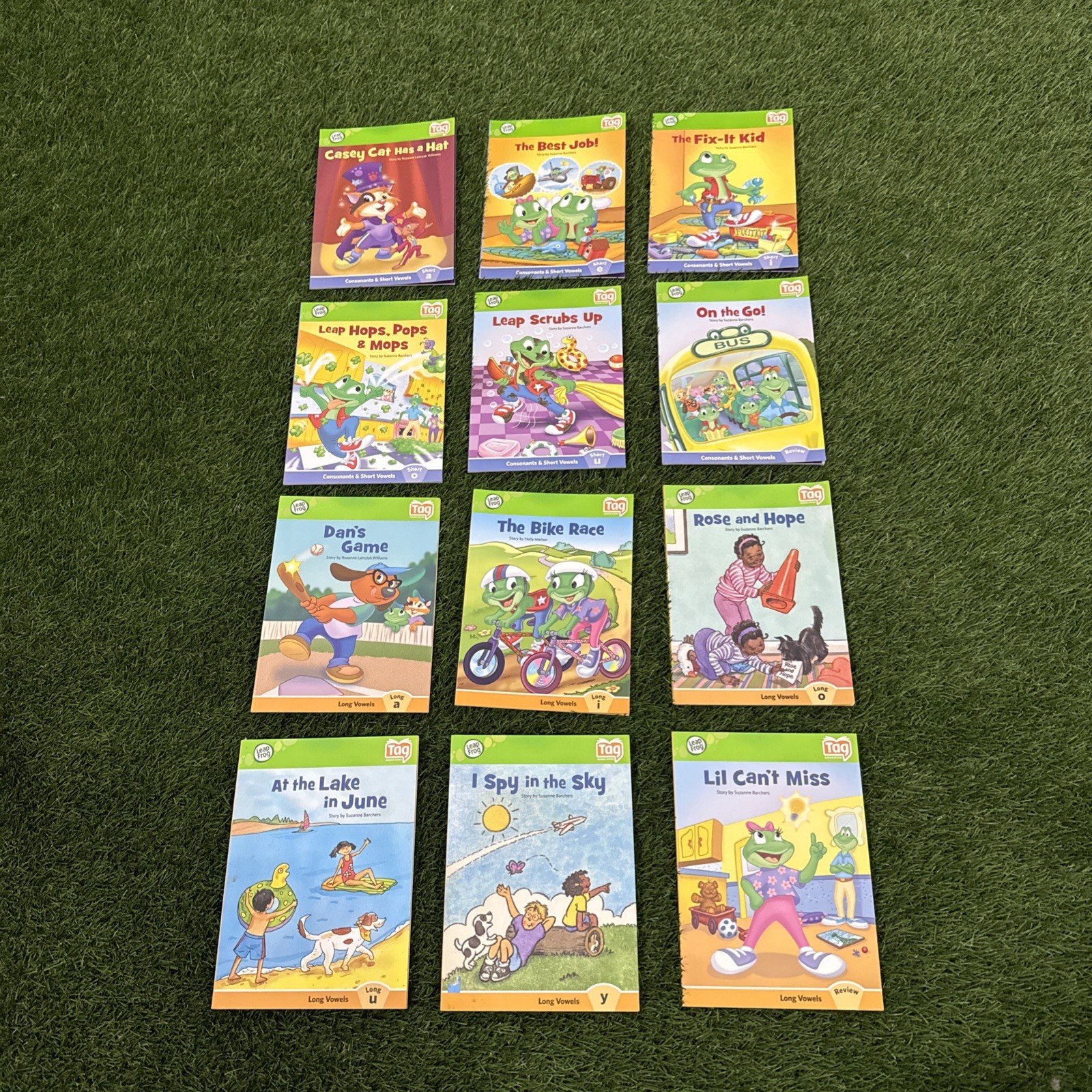 TWO LeapFrog Tag + LeapReader EARLY READING SETS: SHORT/LONG VOWELS | 12 BOOKS!