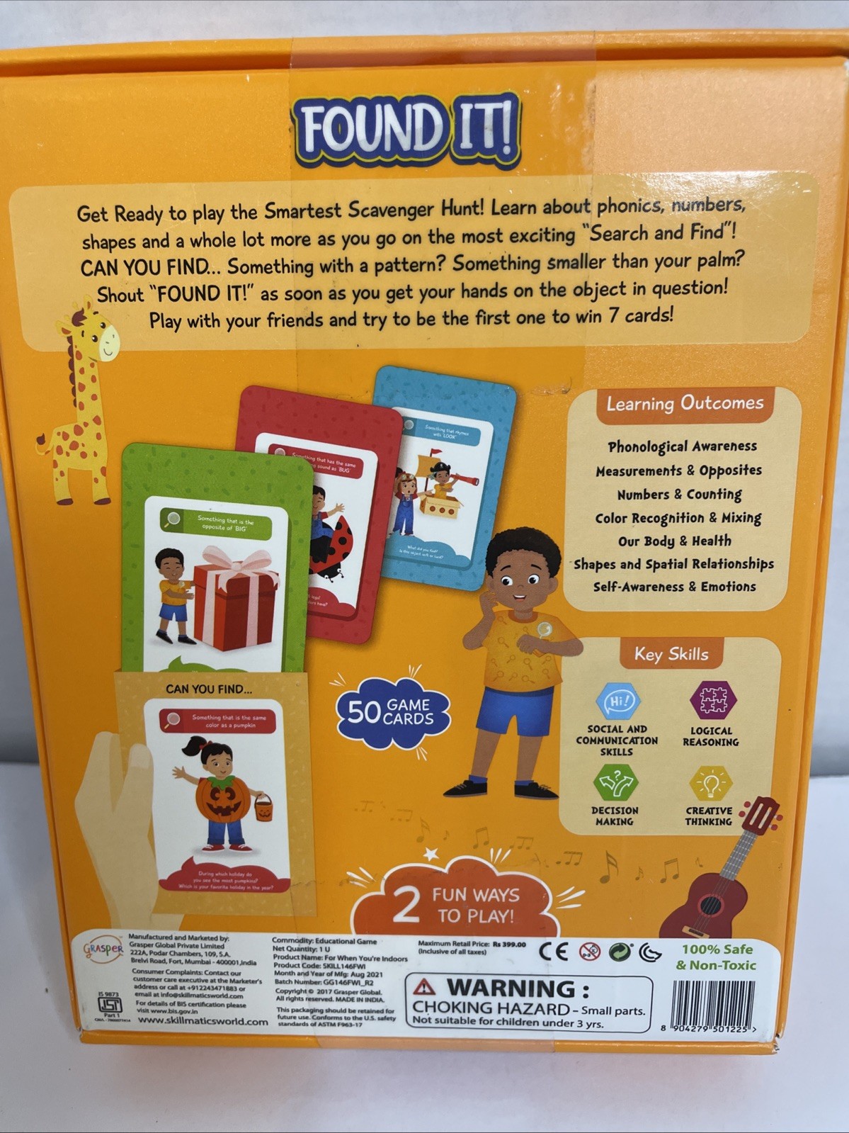 Skillmatics Card Game Found It! Indoor Edition NEW in Package Sealed Educational
