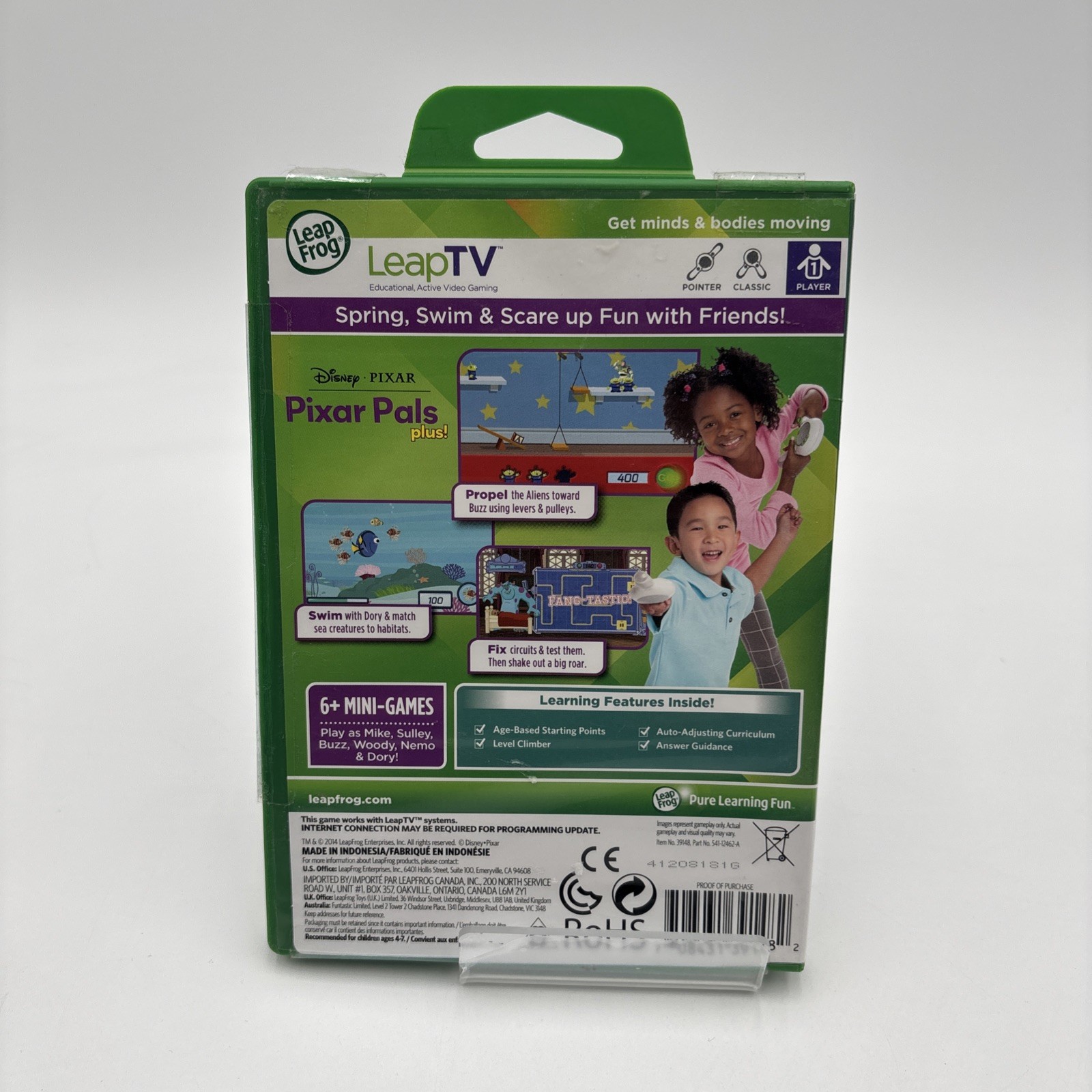 LeapFrog LeapTV Pixar Pals Plus! Game Science Ages 4-7 Pre K-1st Grade 1 Player