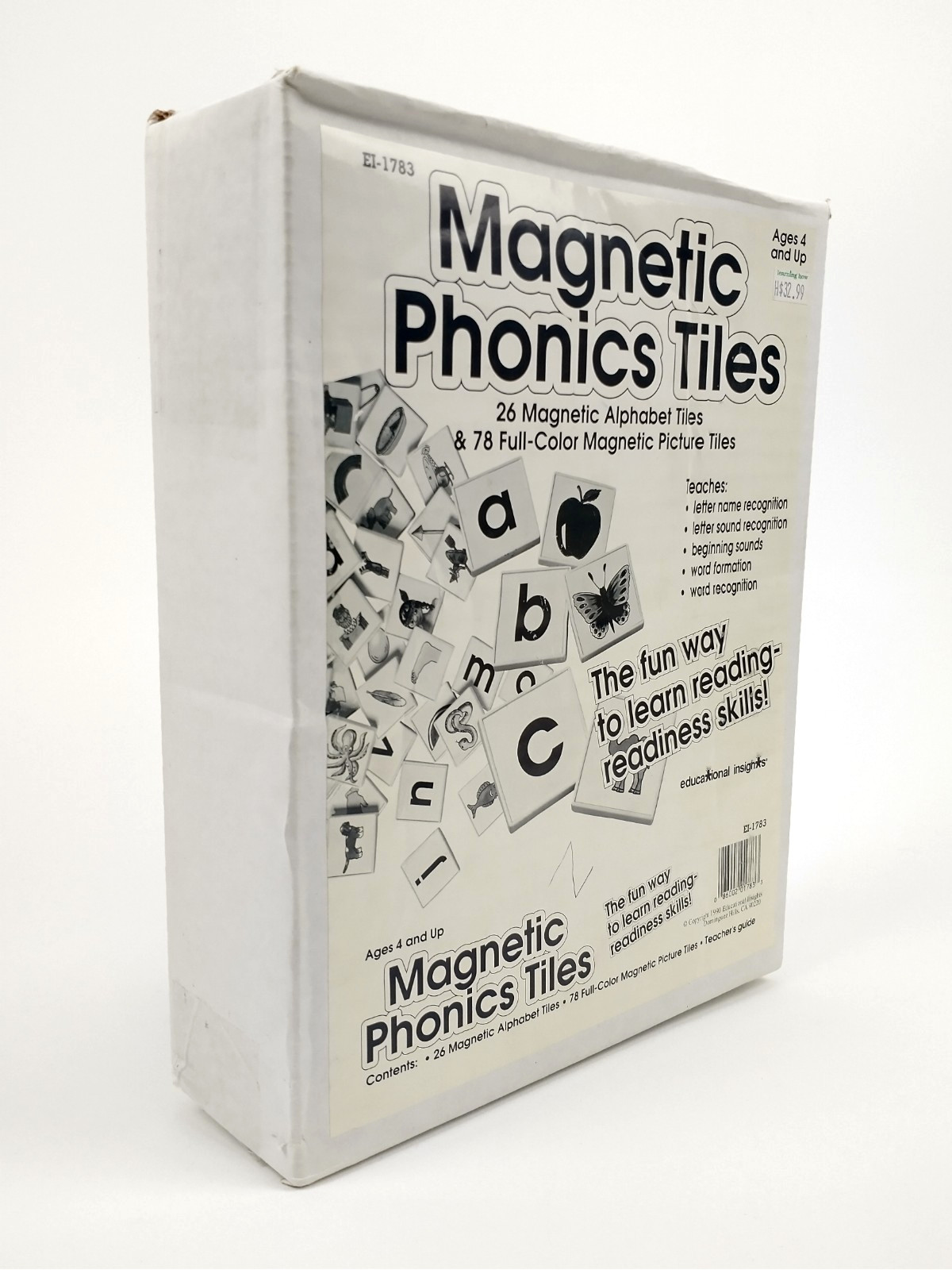 New Vintage 1990 Educational Insights 104 Piece Magnetic Phonics Tiles Set-1783A