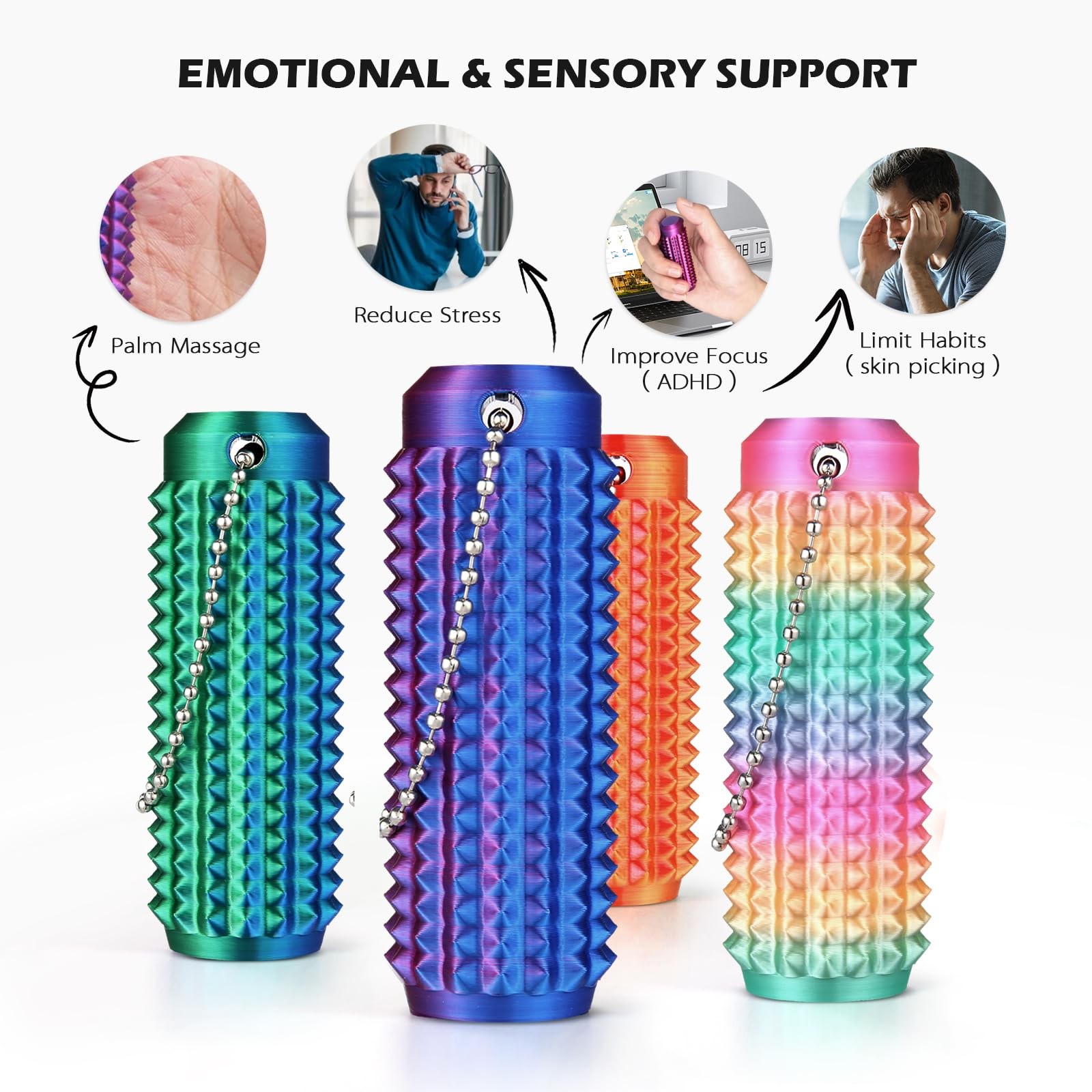 Little Ouchies Pain Fidget 4PCS – Stim Tool 3.15 inch, Rainbow Ombre