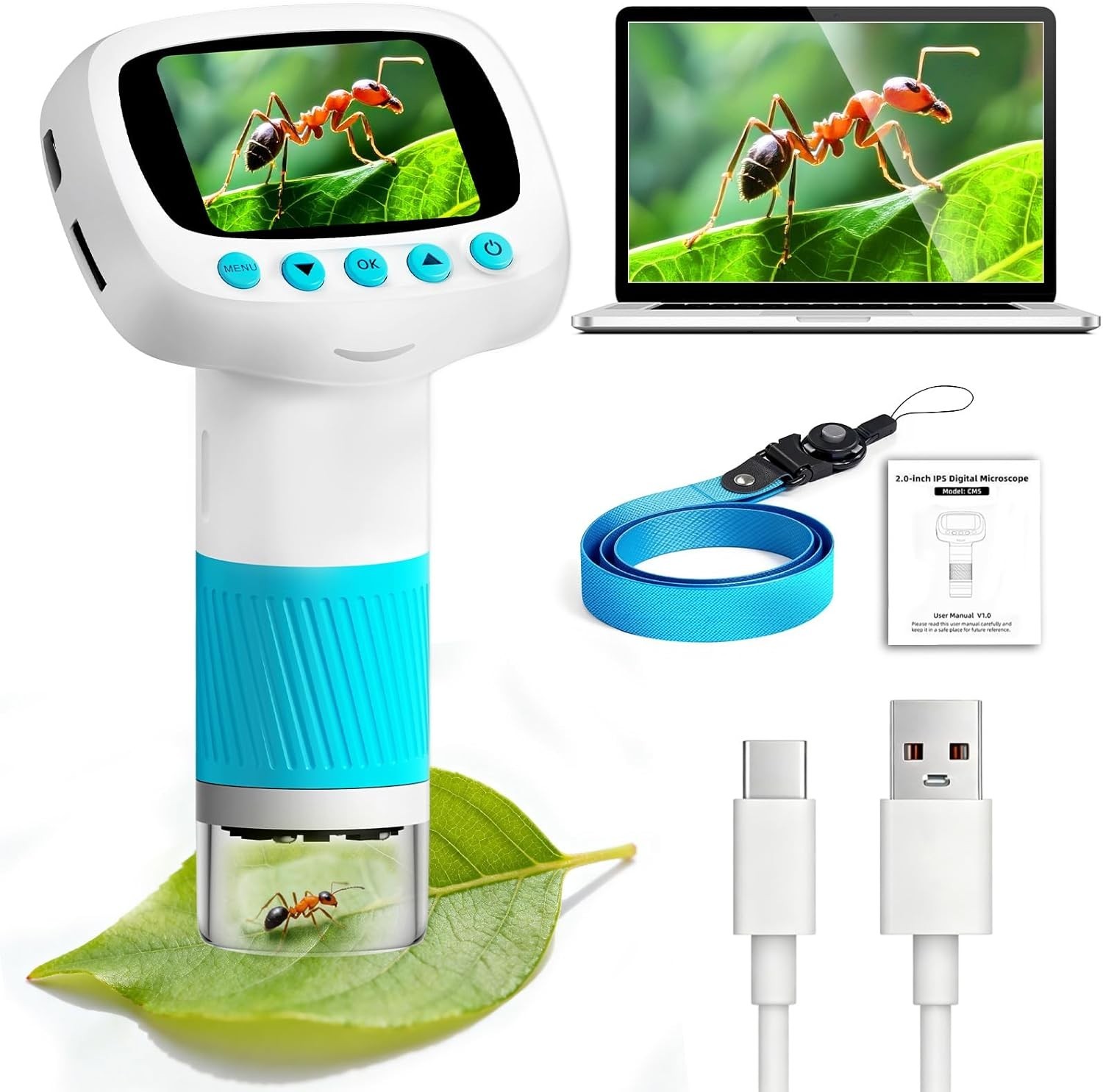 Microscope for Kids & Video Camera, Kid Science Toys，Handheld Digital Microsc…