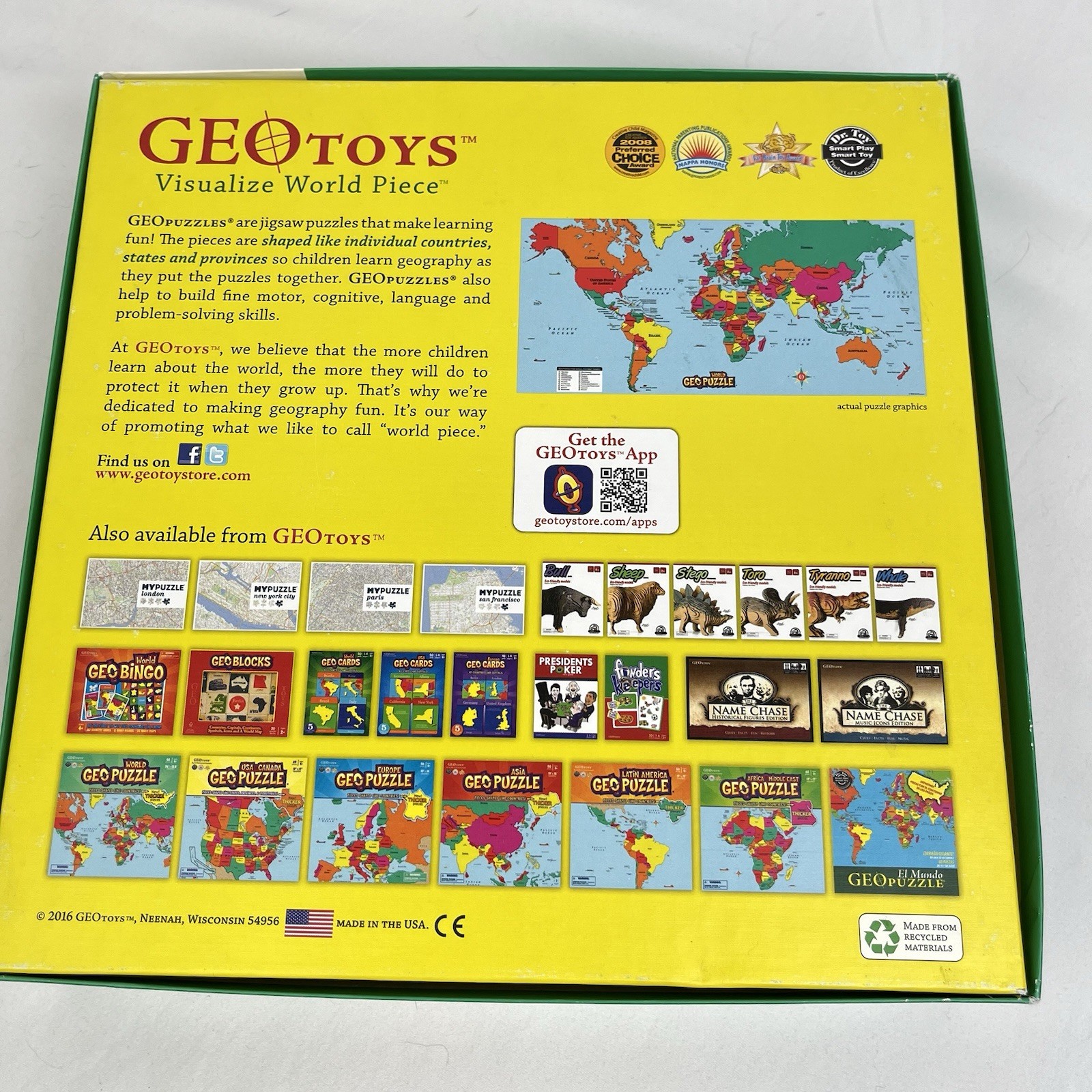 GeoPuzzle GeoToys Geography World Map Puzzle Country Shaped Pieces 68 Complete