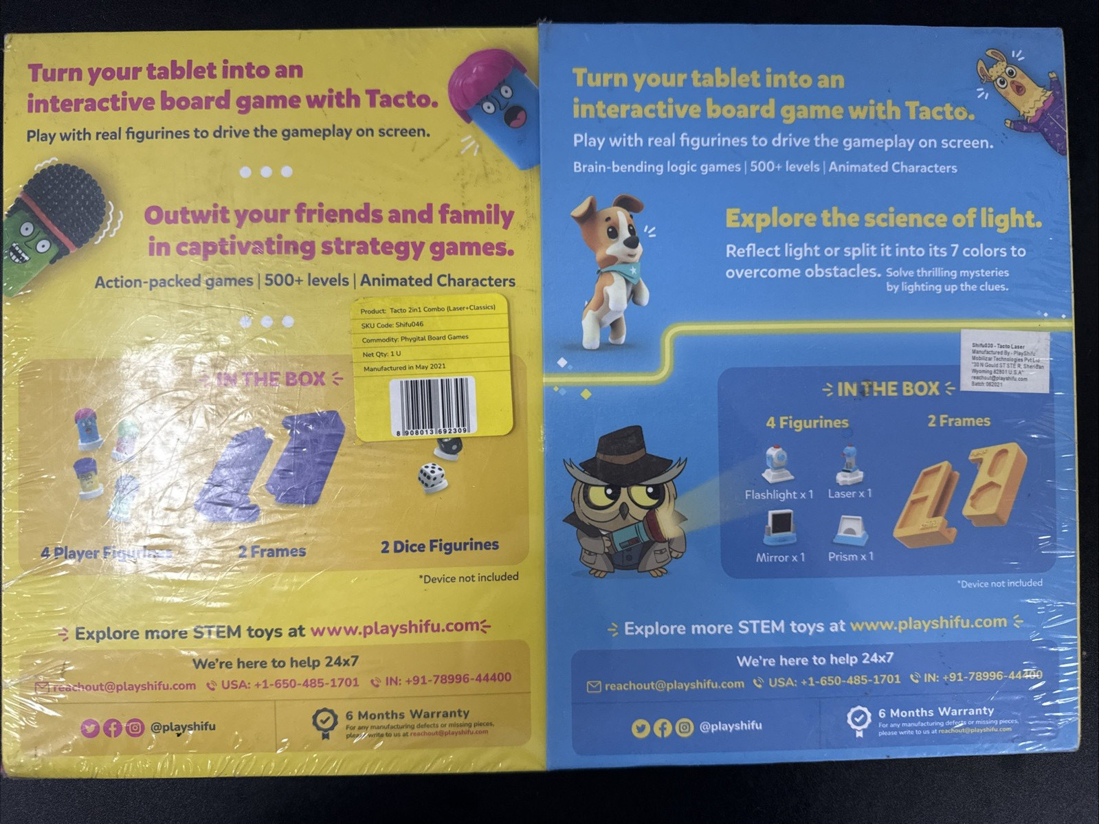 Shifu TacTo 2-in-1 combo Laser+Classics Board Games – Tablet Not Included Sealed