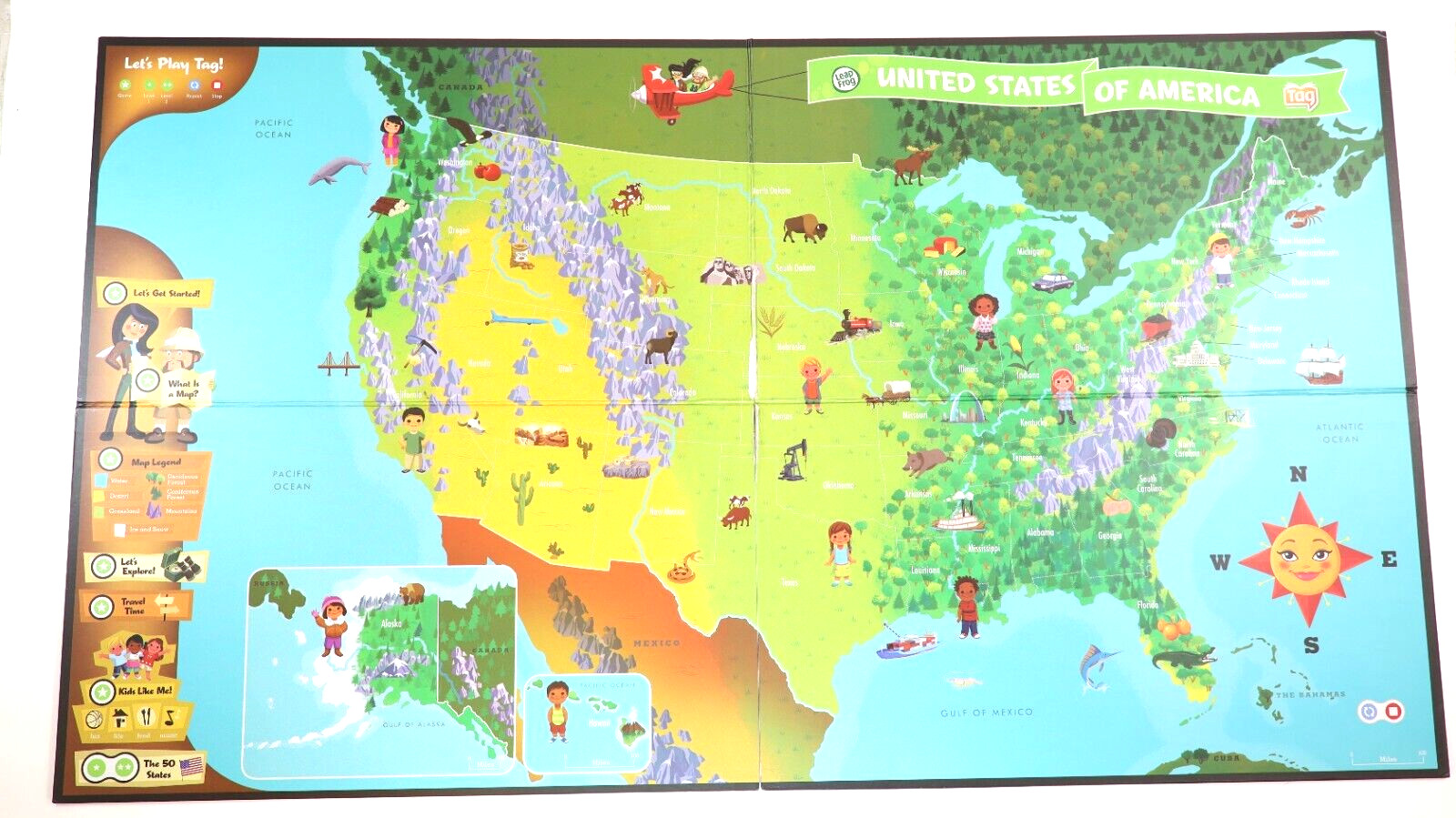 Leap Frog Tag Interactive United States Double Sided Map ONLY 35”x20”