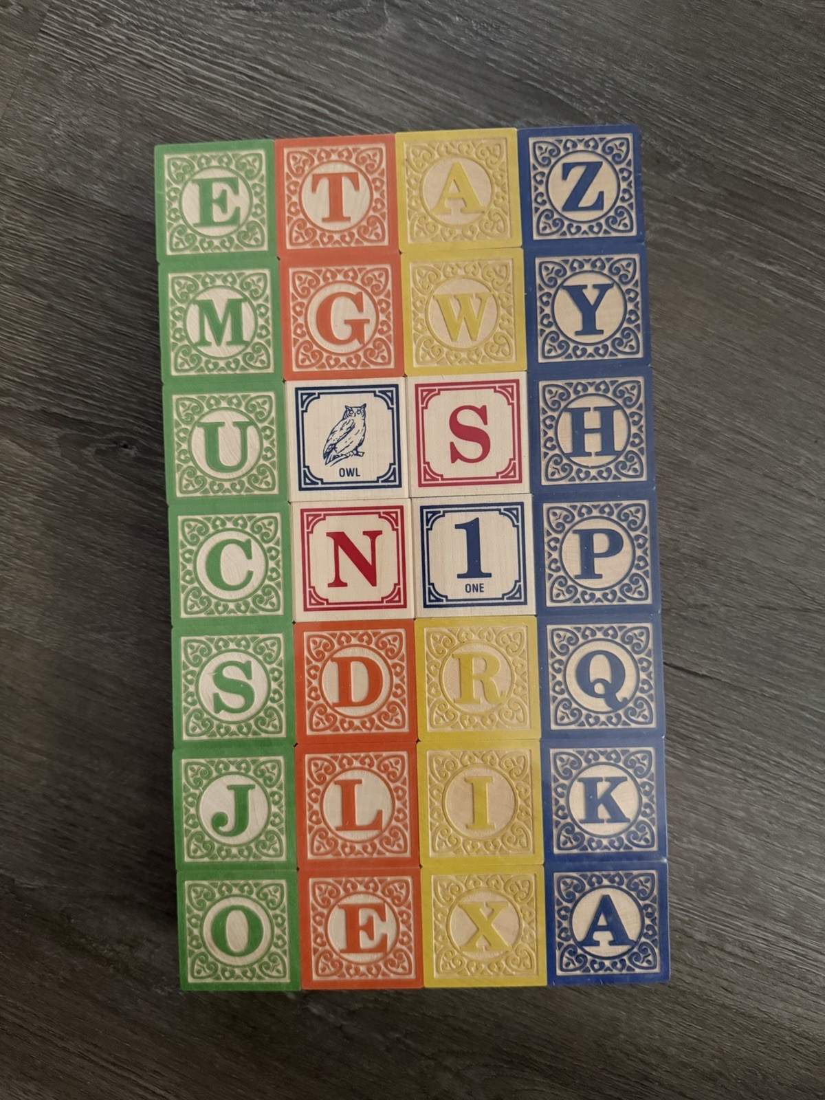 Wooden Alphabet & Number Animal Picture Blocks Set with Original Box