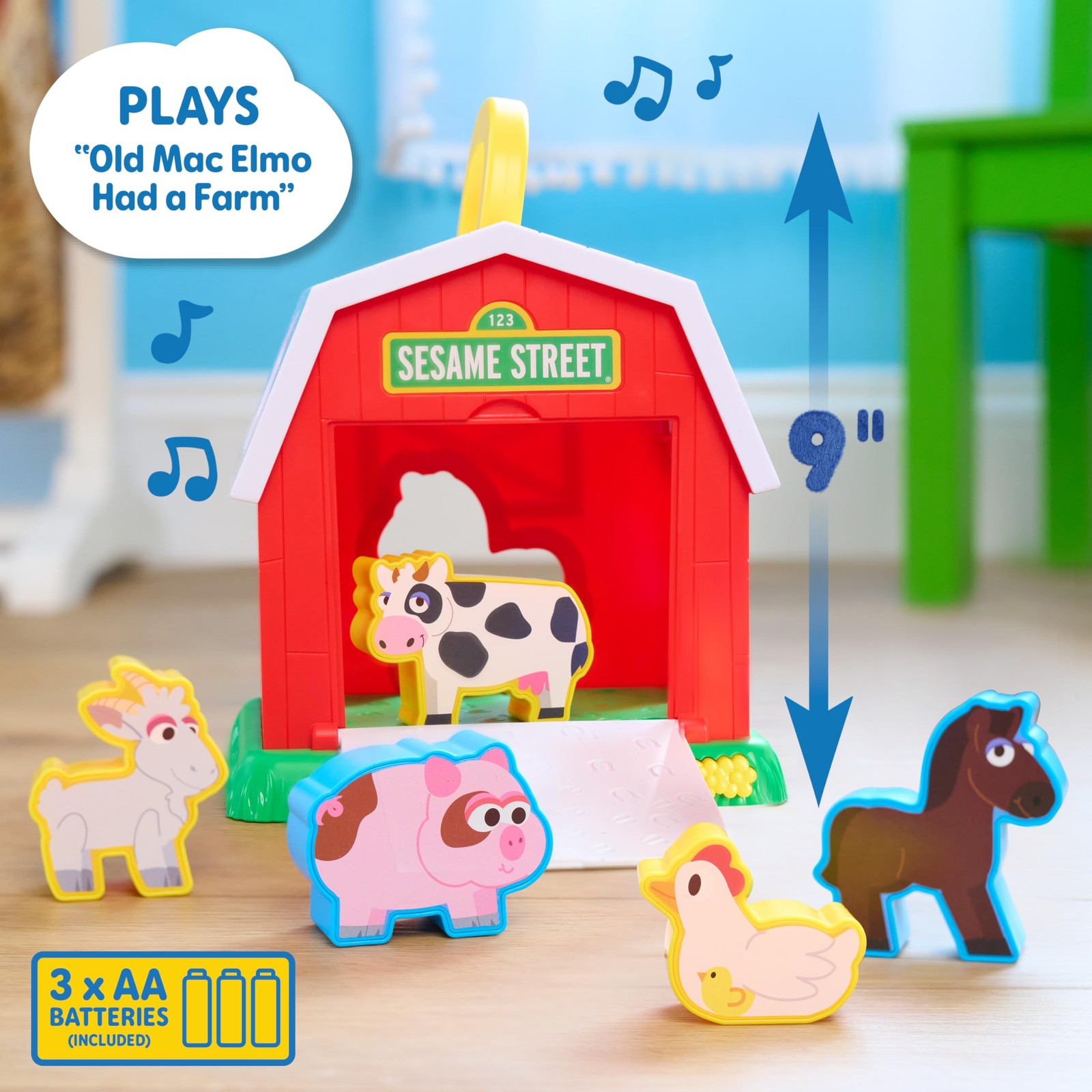 Sesame Street Elmo’s Learn & Sort Barn with Music and Small, Multi-color