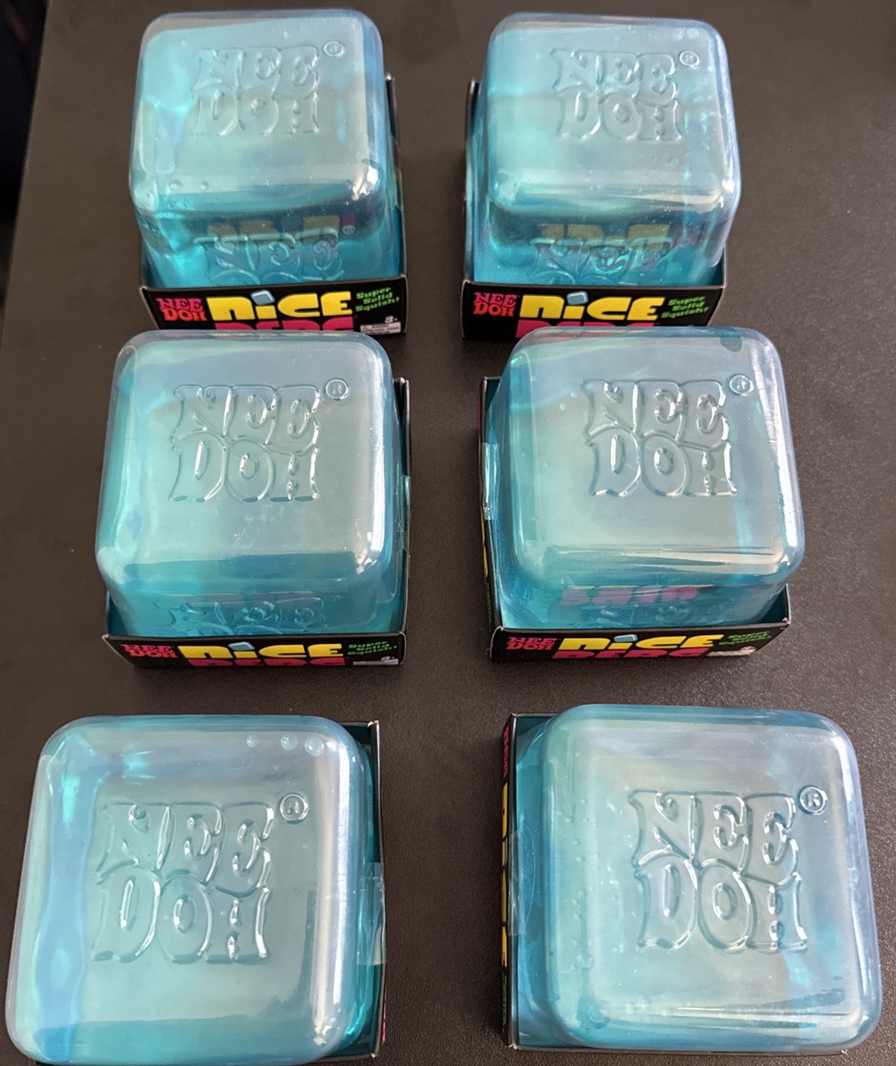 NeeDoh Nice Berg Blue XL Supersized Solid Squish Cube Lot of 2. 100% Authentic