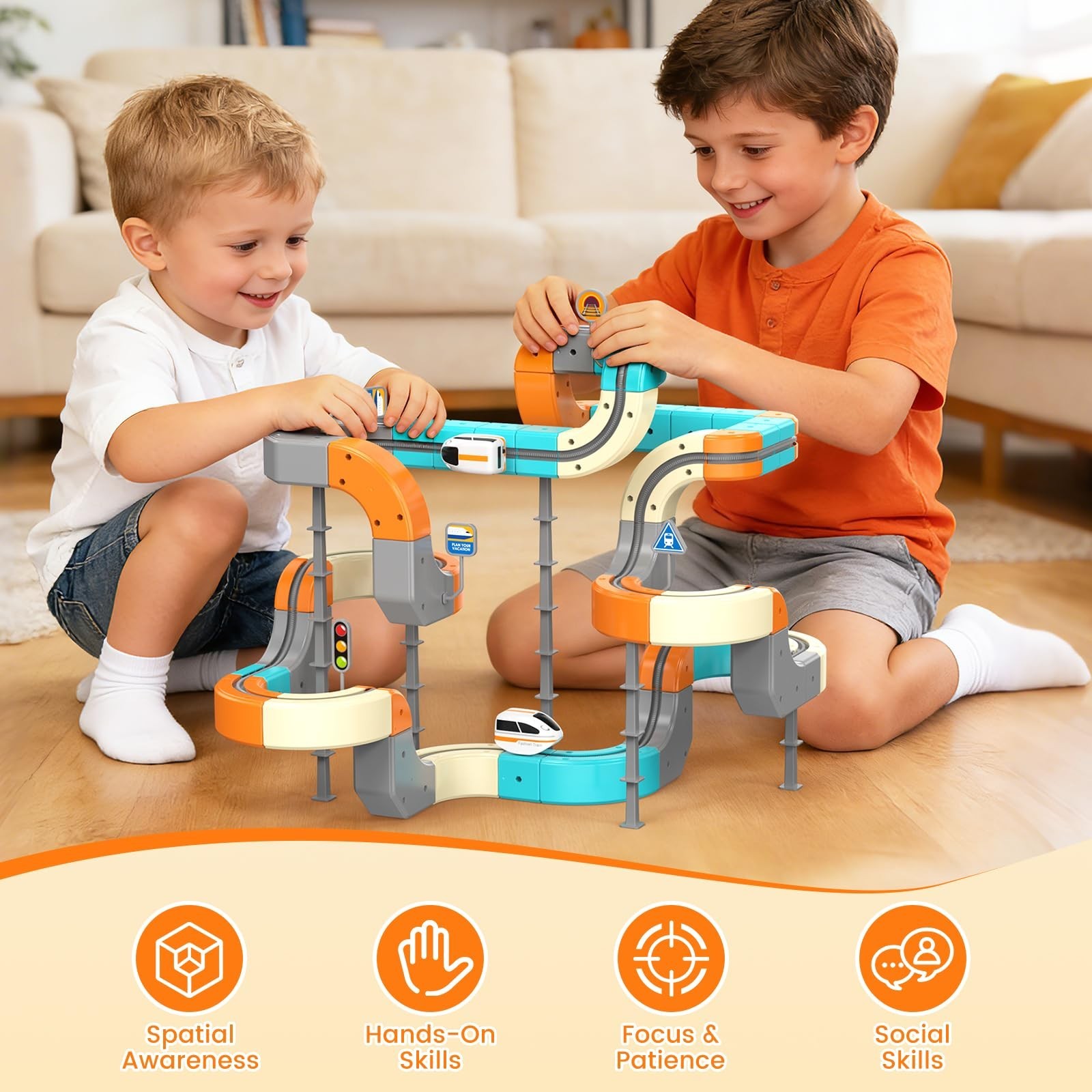 Electric Train Set 3D Flexible Race Track for Kids 3 4 5 6 7 8 Years Old, 82 …