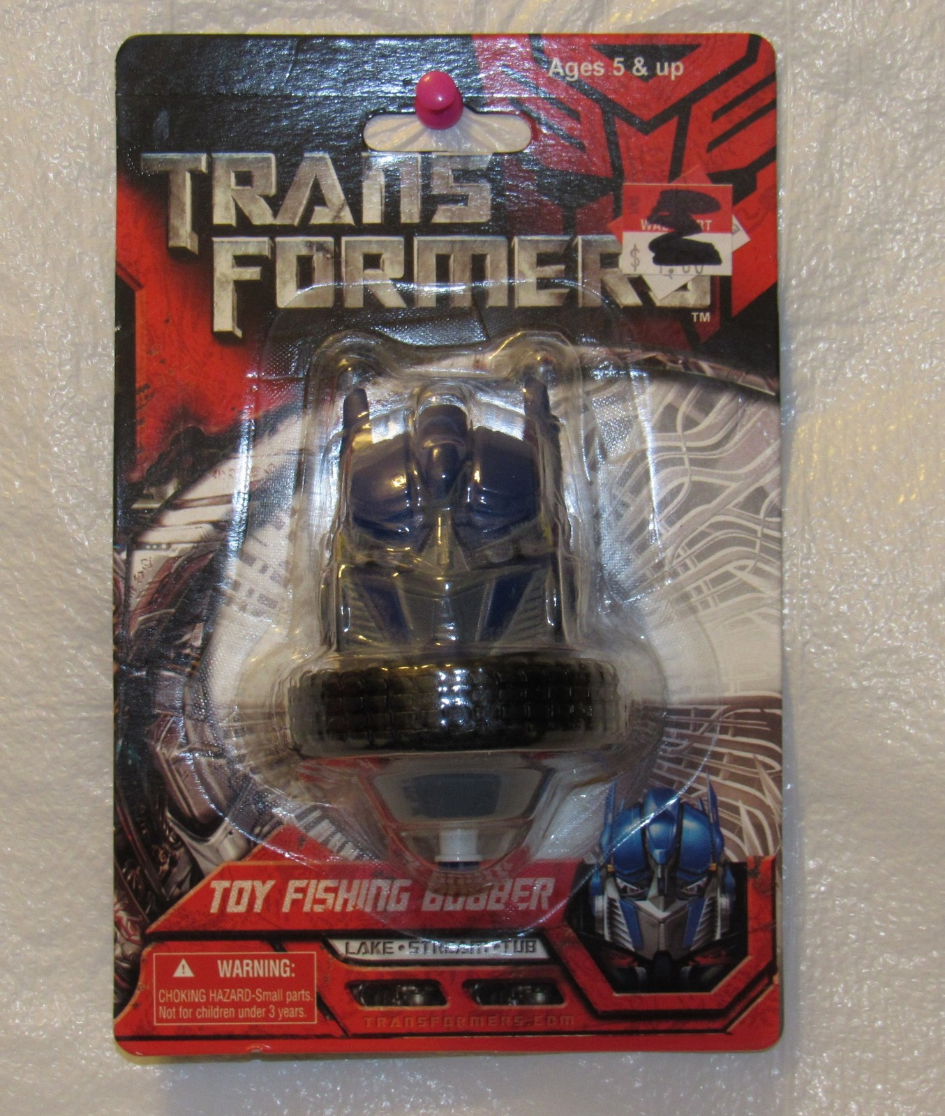 Optimus Prime Toy Fishing Bobber Transformers Lake Stream Tub Fun Blue Red NIP