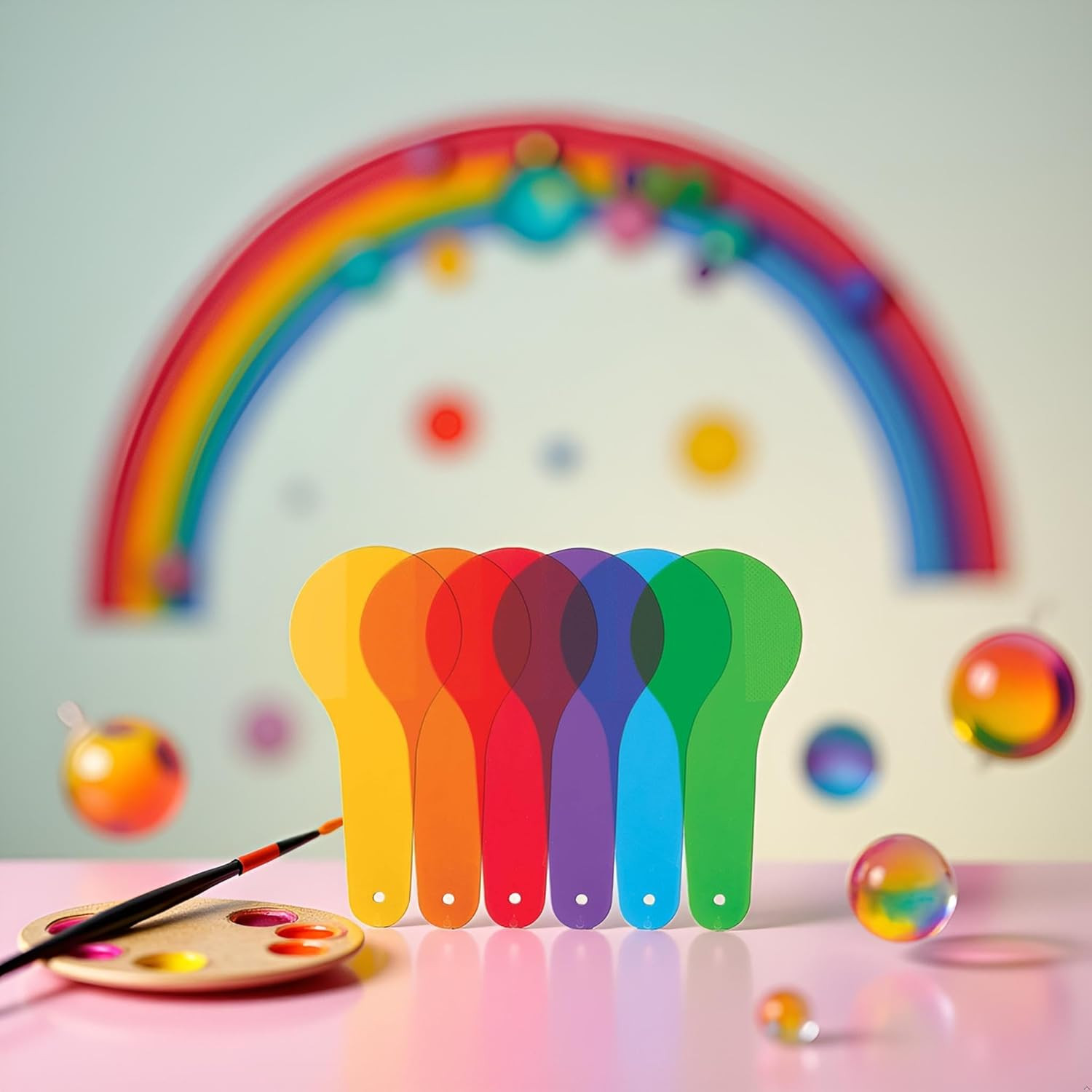 6Pcs Color Paddles, Transparent Color Paddles, Color Learning, Optics Color
