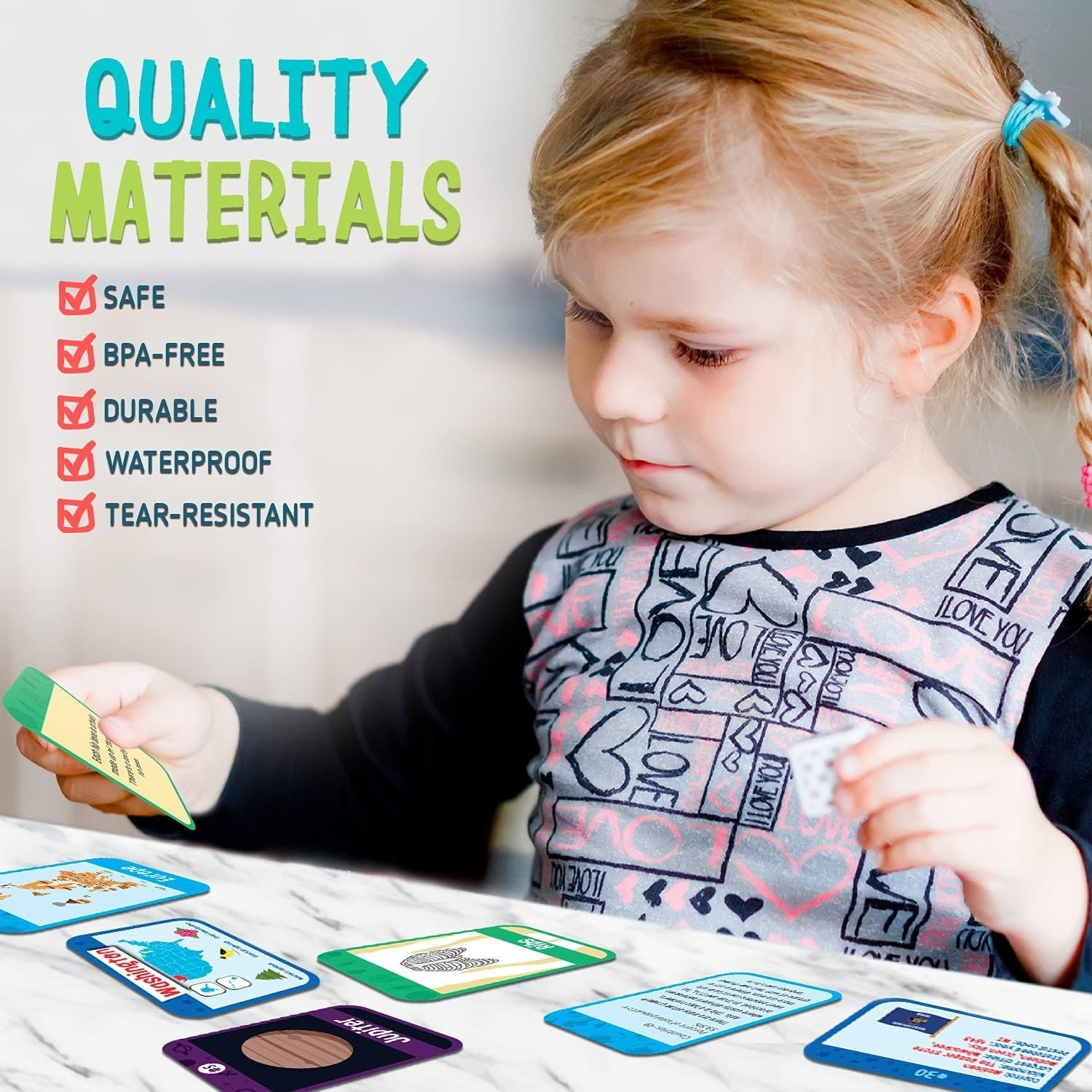 Science Flash Cards for Kids – 90-Count Multicolor Waterproof Deck – Solar Sy…
