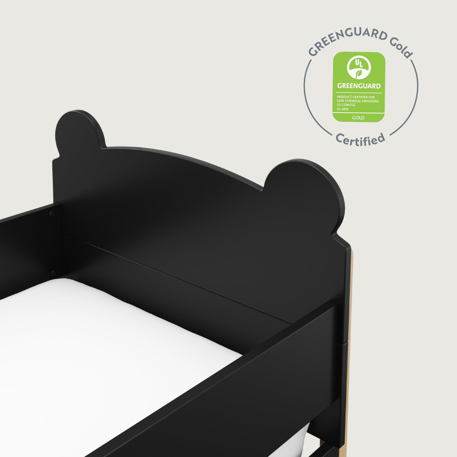 Storkcraft Teddy Bear Toddler Bed Black Driftwood – Greenguard Gold Certified