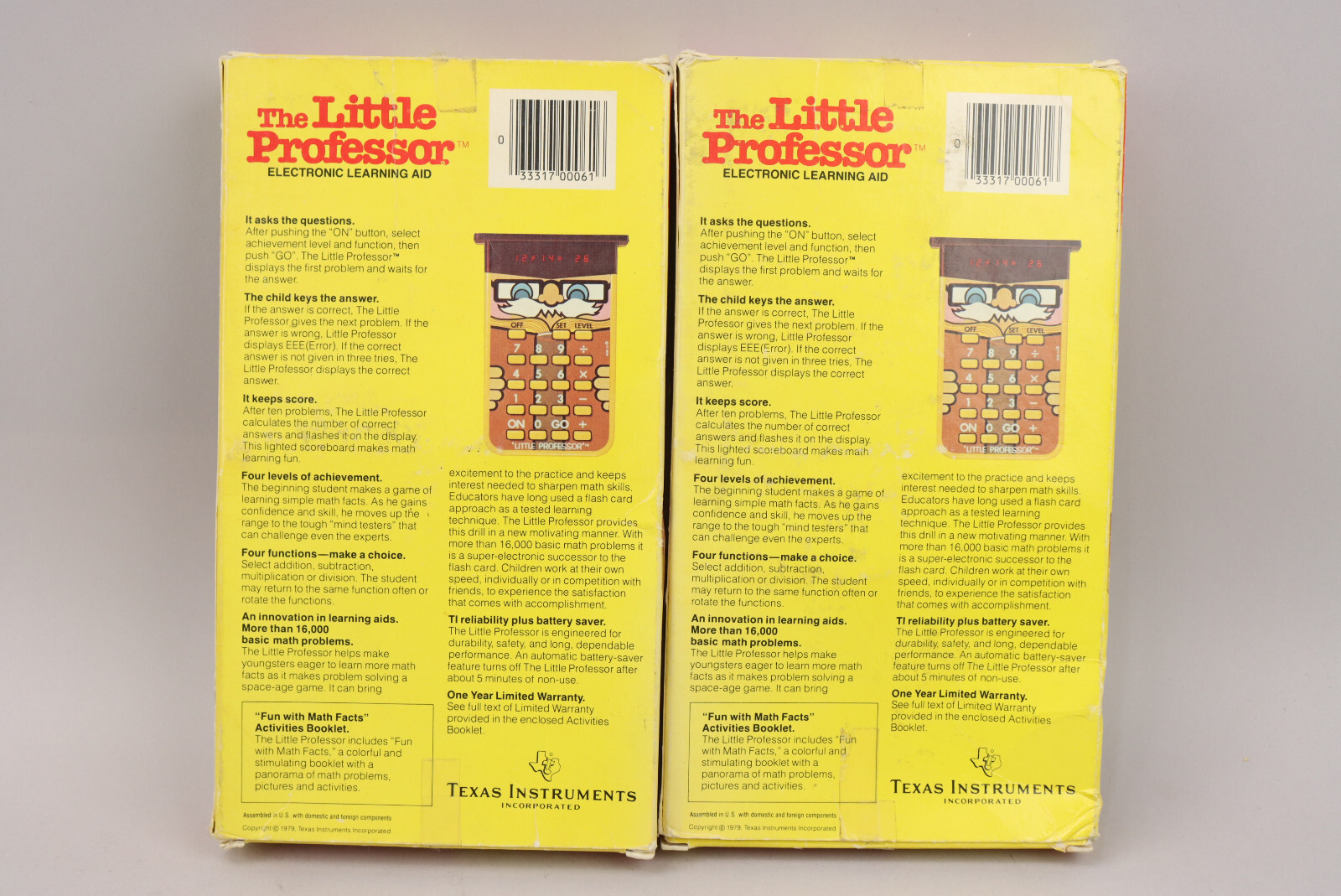 Lot of 2 VTG 1979 TI Little Professor Learning Aid CIB Complete Tested Working!