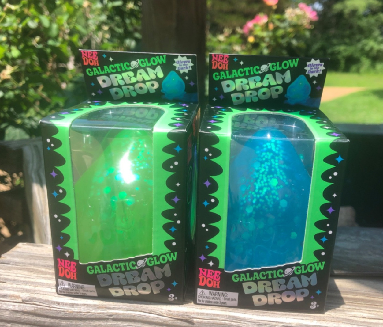 •AUTHENTIC• Two Galactic Glow Dream Drop NeeDoh’s By Shylling Green & Blue