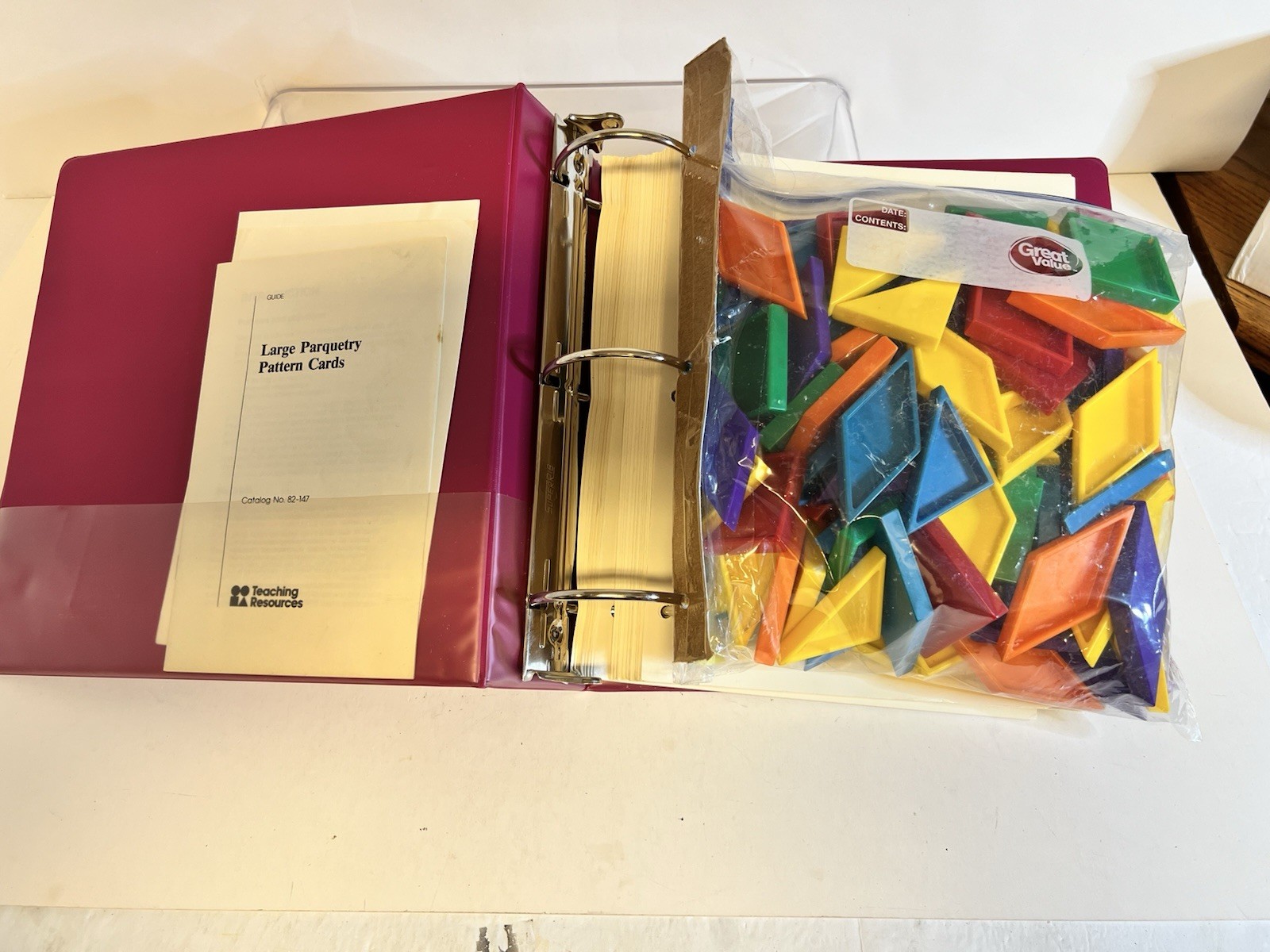 Large Parquetry Pattern Cards Teaching Resources + Plastic Shape Pieces Set