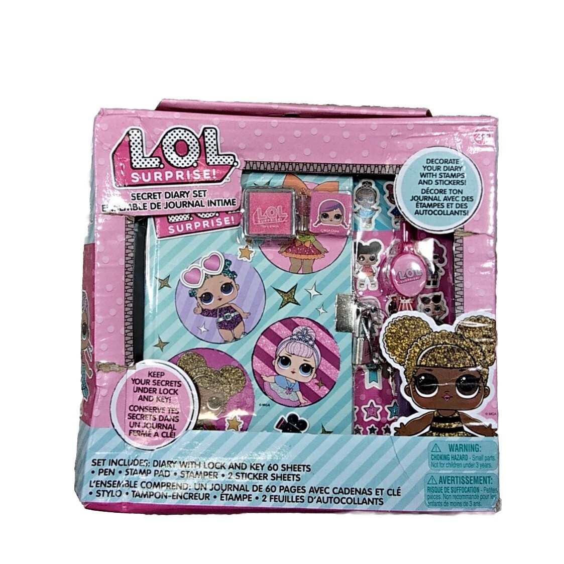 LOL SURPRISE SECRET DIARY SET STICKERS STAMPS PEN LOCK AND KEY NEW