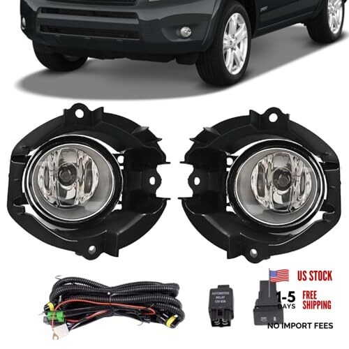 Fog Lights Compatible With 2006 2007 2008 RAV4 Front Bumper Lamps with Bulbs