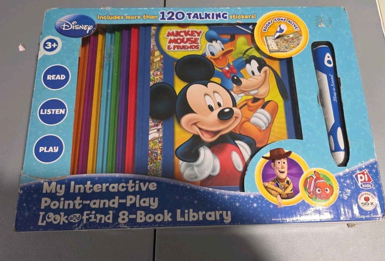 Disney My Interactive Point and Play 8 BOOK LIBRARY w/ pen that plays the books