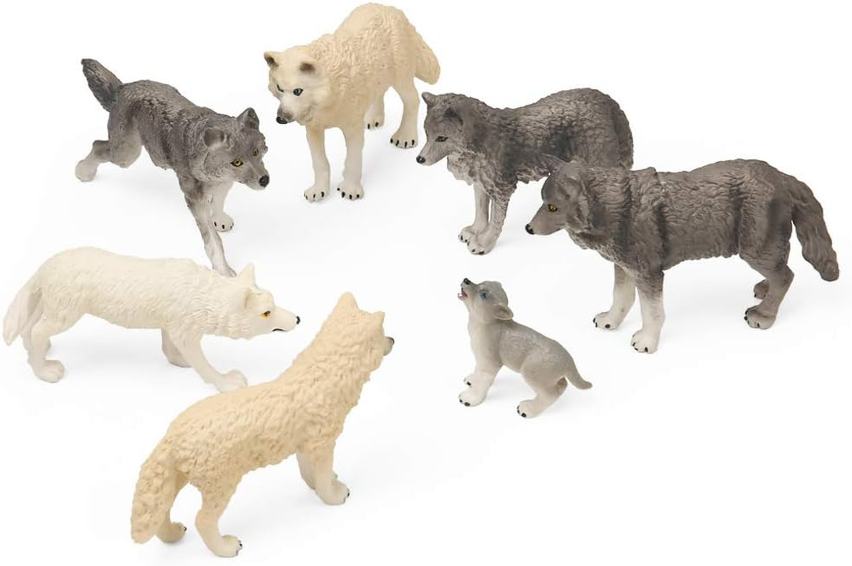 7Pcs Wolf Toy Figurines Set Wolf Animals Figures (Wolf Set B)
