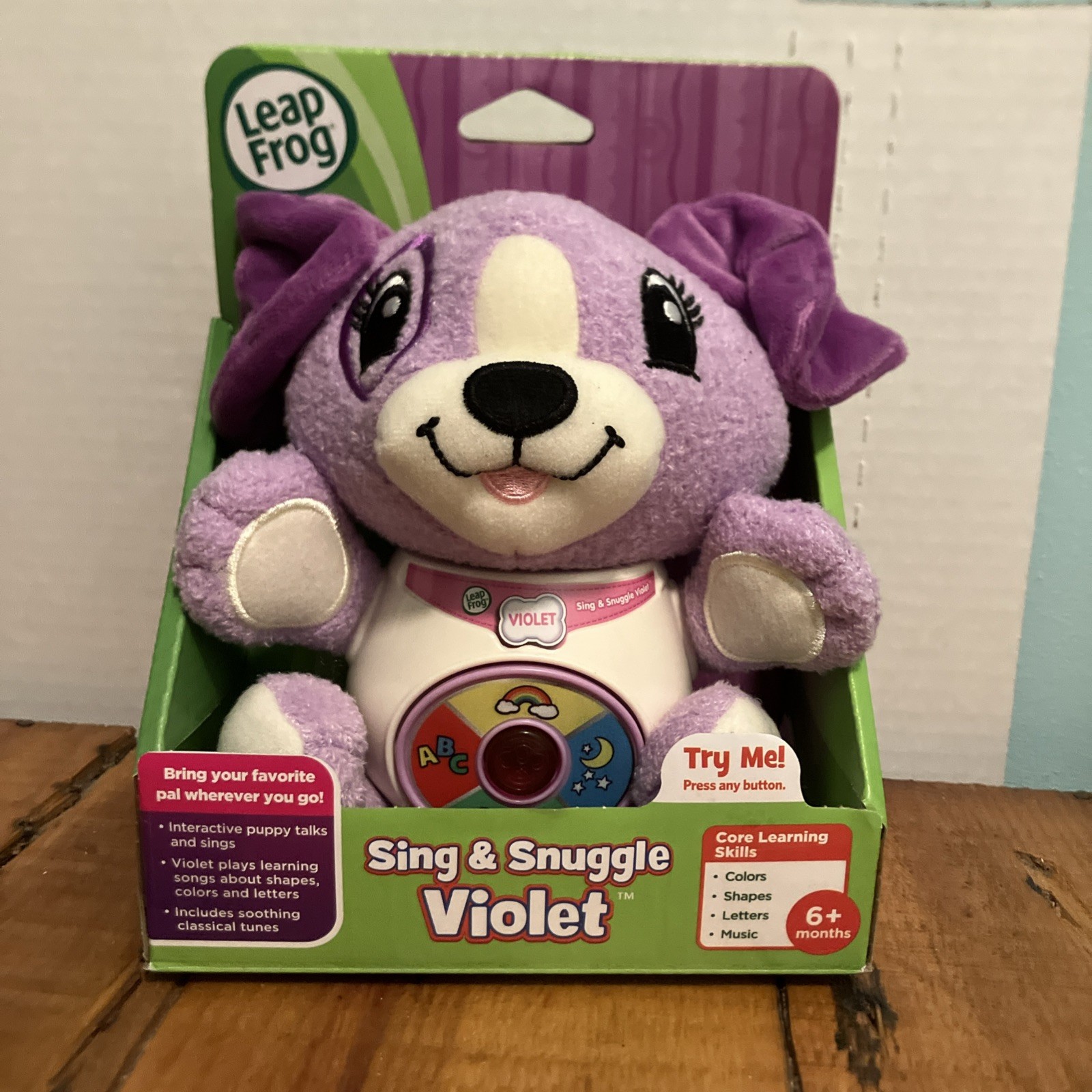 Leap Frog Sing & Snuggle On-The-Go Interactive Plush Puppy 6+ Months VIOLET NEW