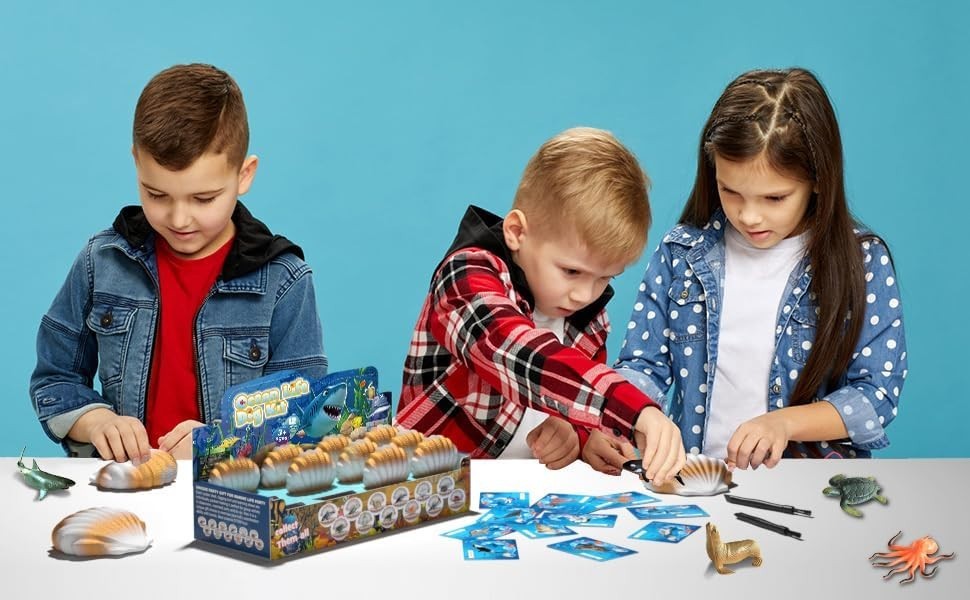 Educational Ocean Animals Dig Kit, Interactive Science Gift for Young Learners