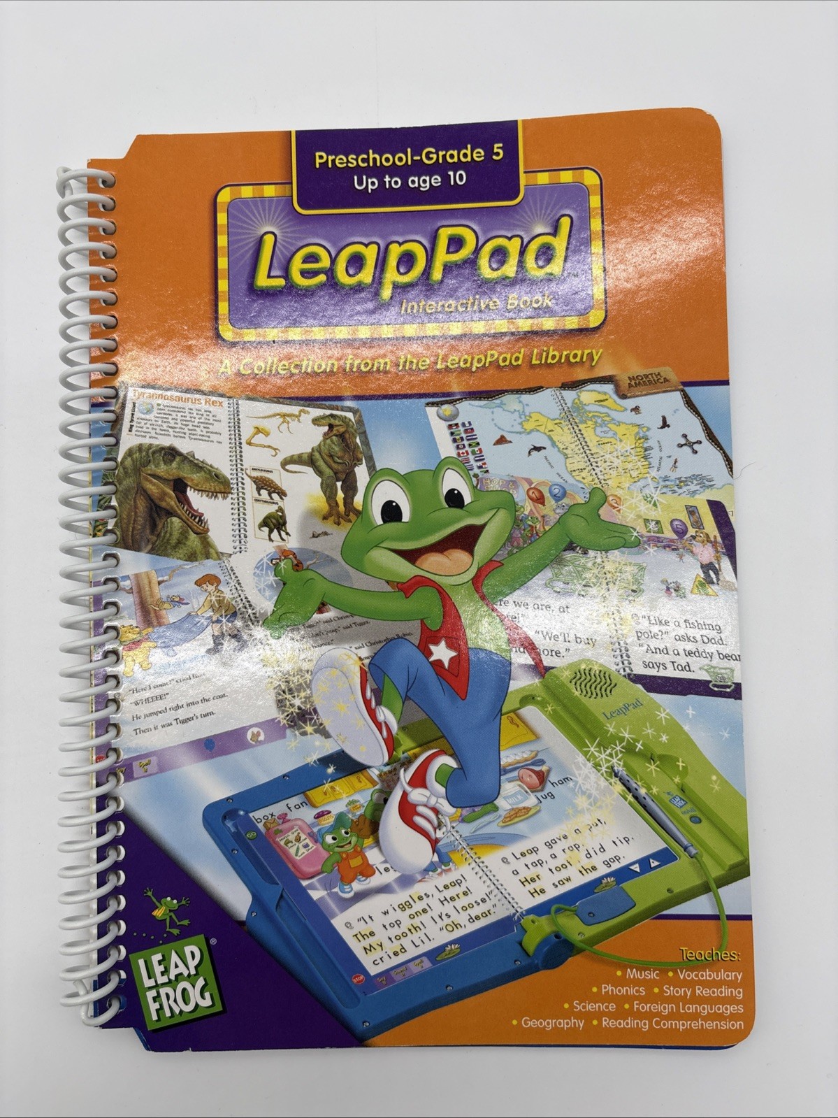 Vintage 2001 LeapFrog Leap Pad Learning System Console + 10 Books ~ Works