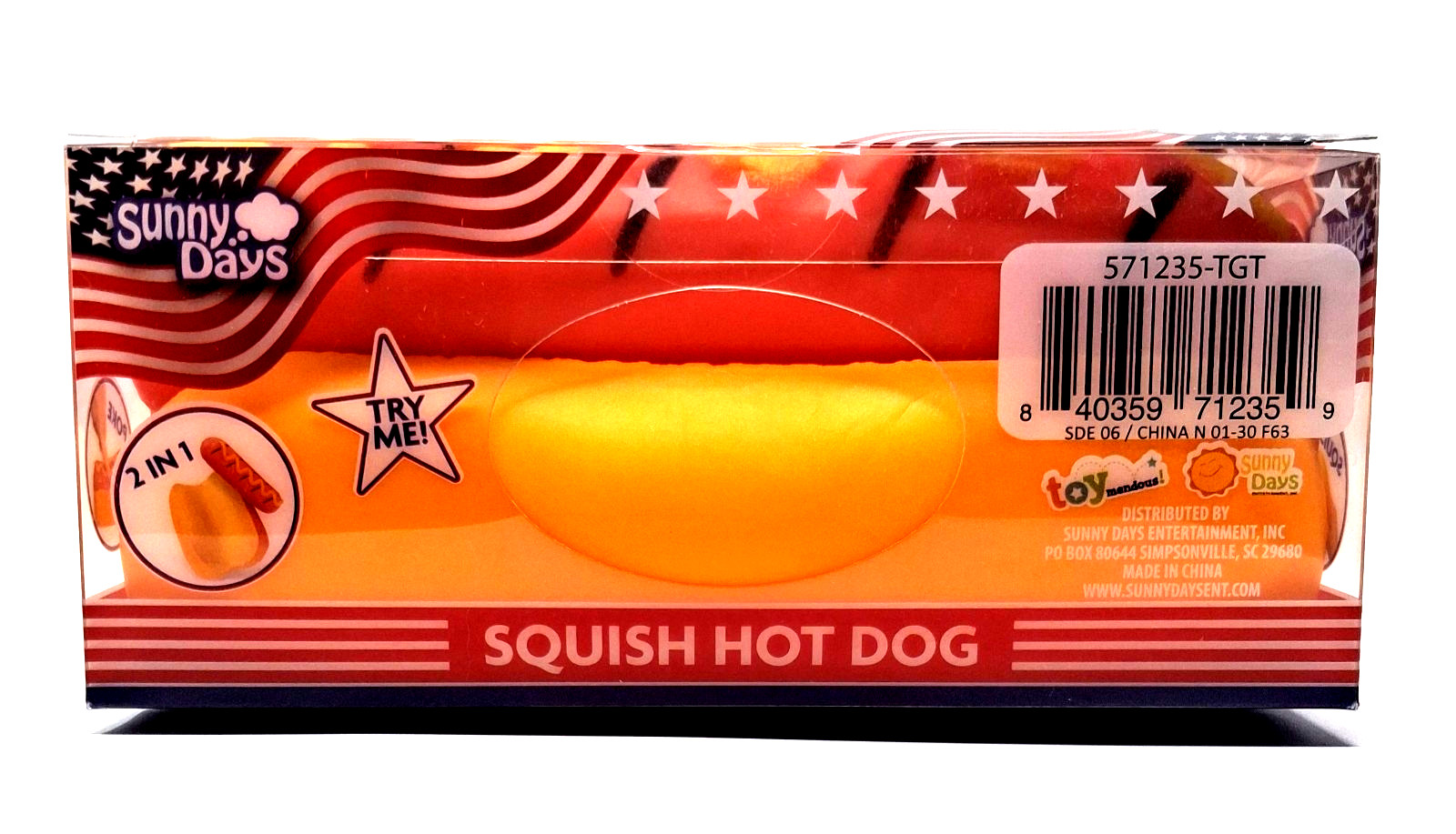 Sunny Days Squish Hot Dog 2-in-1 Squishy Sensory Soft Fun Toy Viral Squeeze