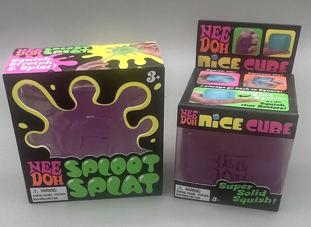 NEEDOH Purple/Pink 💜🩷 2 Pack ~ Sploot Splat Squishy + Nice Cube Squishy NEW