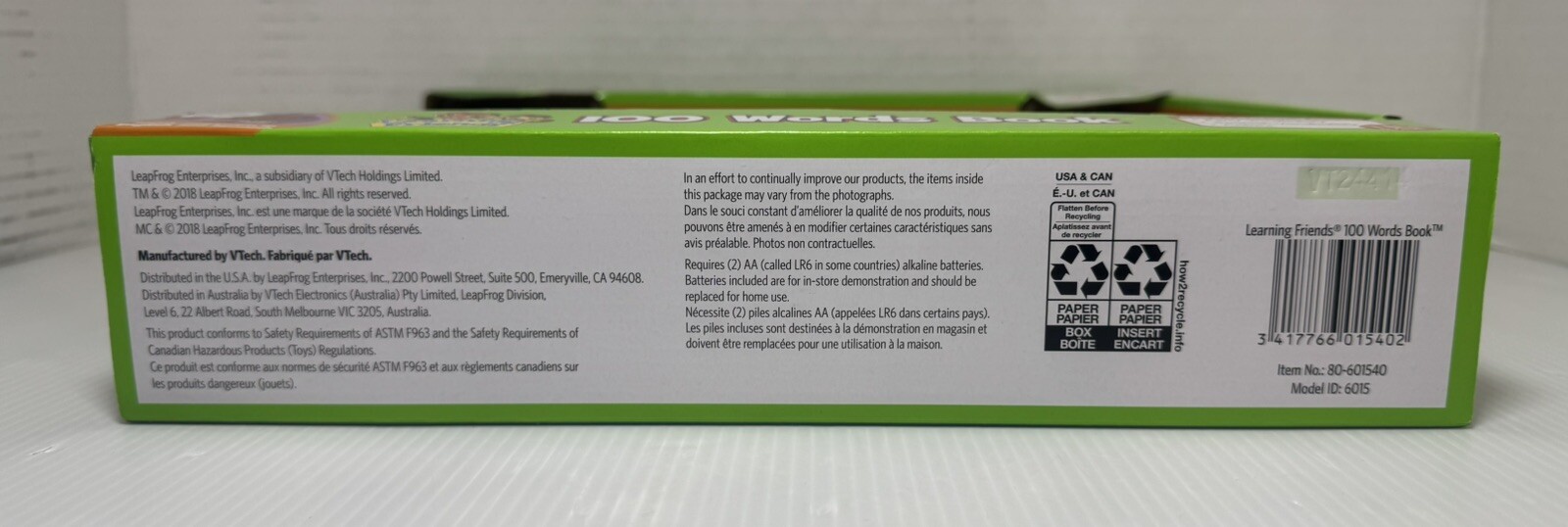 LeapFrog Learning Friends 100 Words Book Electronic Learning Espanol English