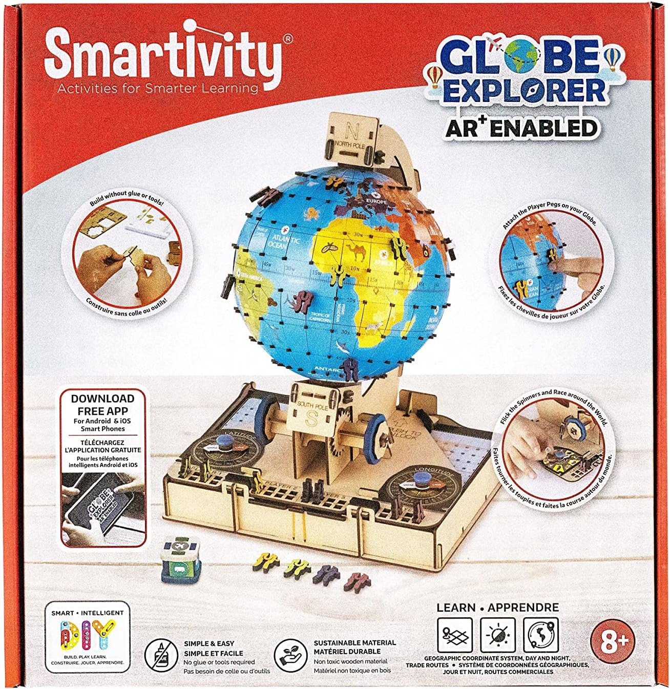 Globe Explorer Wooden Model Engineering STEM Learning Toy for Kids Ages 8 and Up