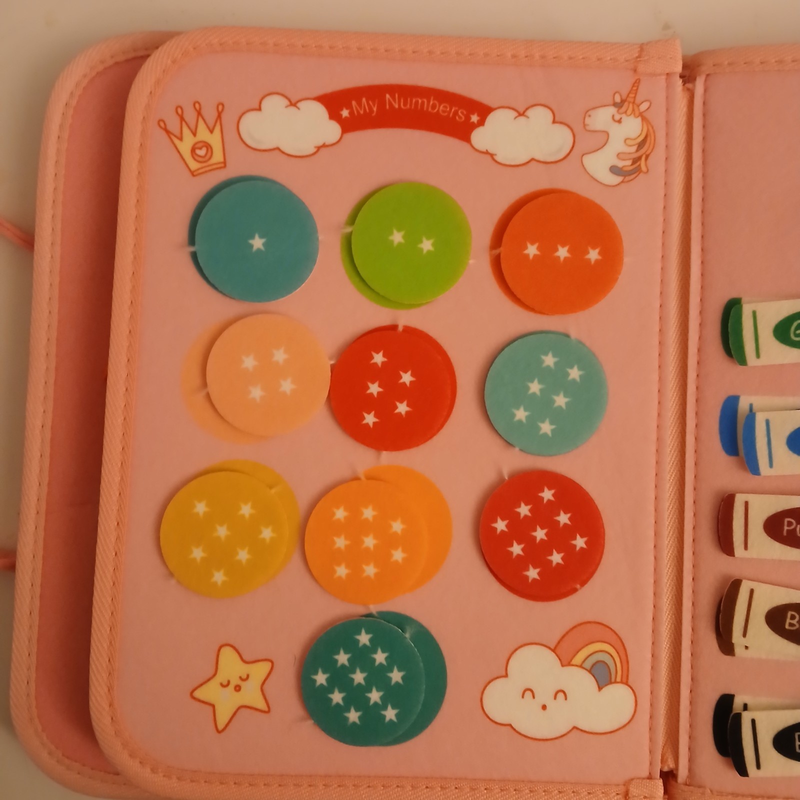 Unicorn Felt Quiet Busy Book Toddler Learning ABC Alphabet Shapes Animals Zipper
