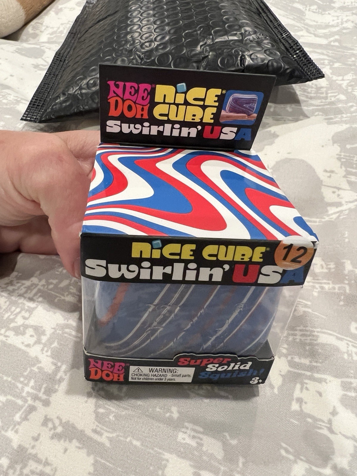 Schylling NeeDoh Nice Cube Swirlin’ USA Super Solid Squish 3+ 25190NAB