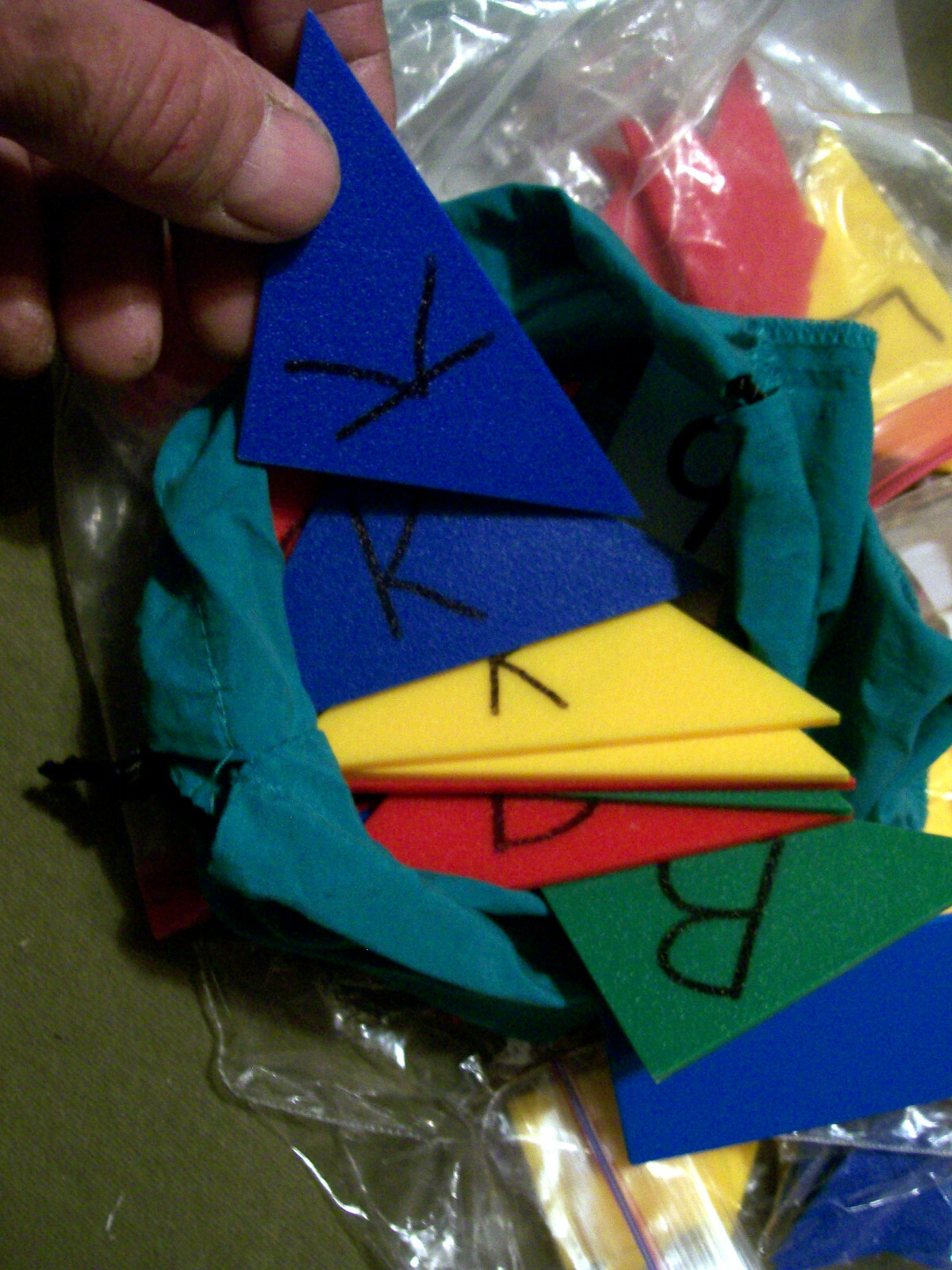 Primary Colors Geometric Plastic Pieces ~ Red Yellow Green Blue Triangle Square