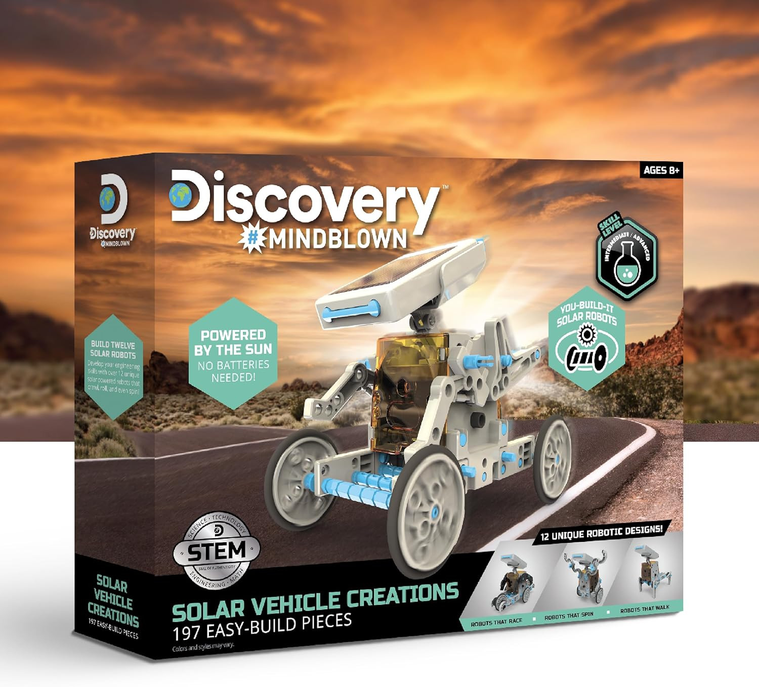™ STEM 12-In-1 Solar Robot Creation 197-Piece Kit with Working Solar Powered Mot