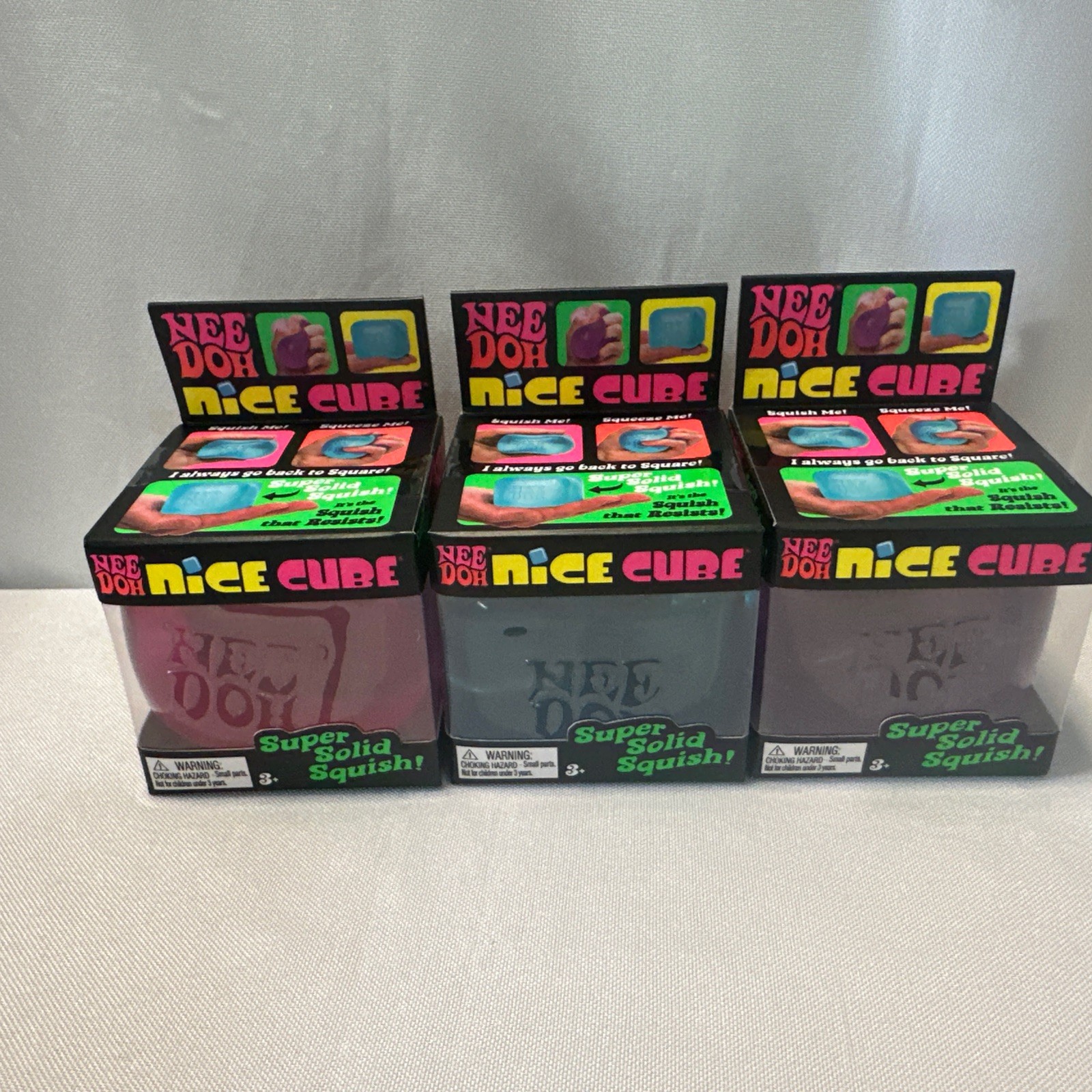 NEEDOH NICE CUBE COMPLETE SET OF 3 ! Blue, Purple, and Pink