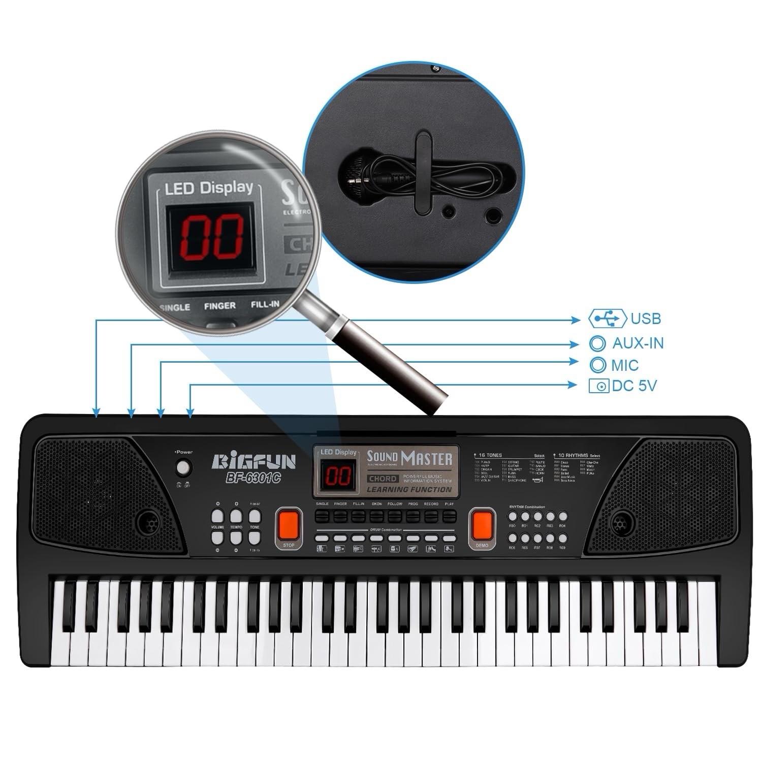 Piano for Kids with Microphone, Music Stand Piano Toys for Boys Girls Ages 3-12