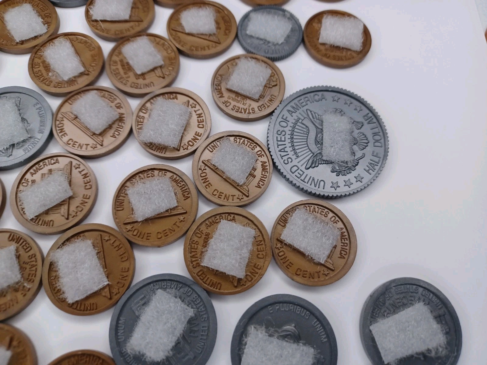 Play Money Coin Lot Of Plastic Coins With Hook & Loop For Felt Board