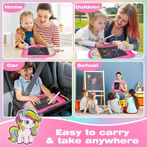 8.5 Inch Magic LCD Writing Tablet for Kids 2-7 – Unicorn Rainbow Learning Pink