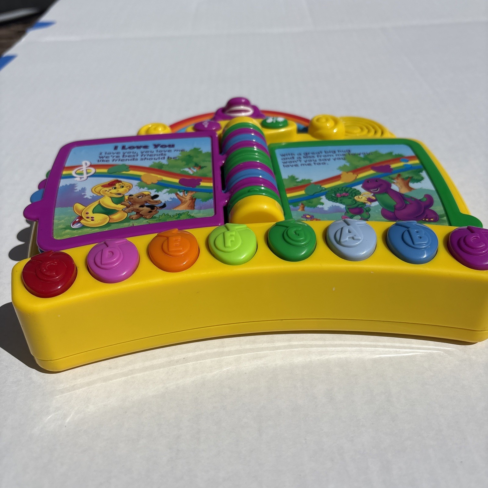 Vintage 2001 Mattel Barney Musical Nursery Rhymes Piano Book VIDEO Working Toy
