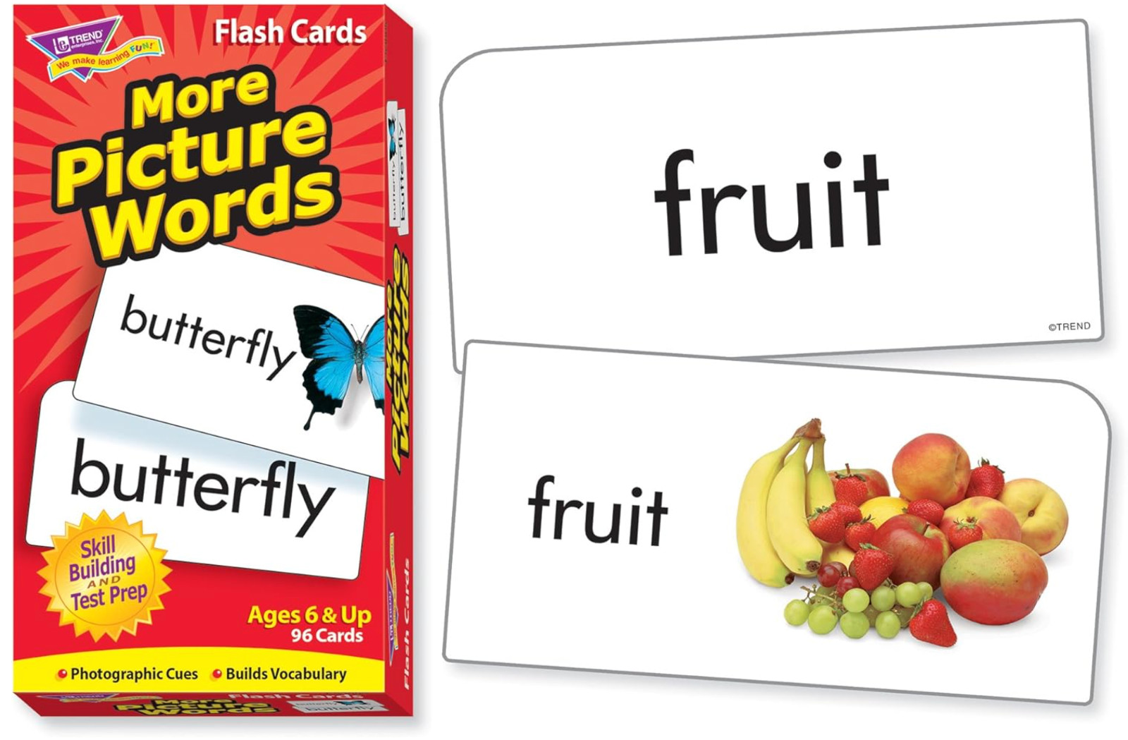 Trend Enterprises: More Picture Words Skill Drill Flash Cards 96 Cards Included