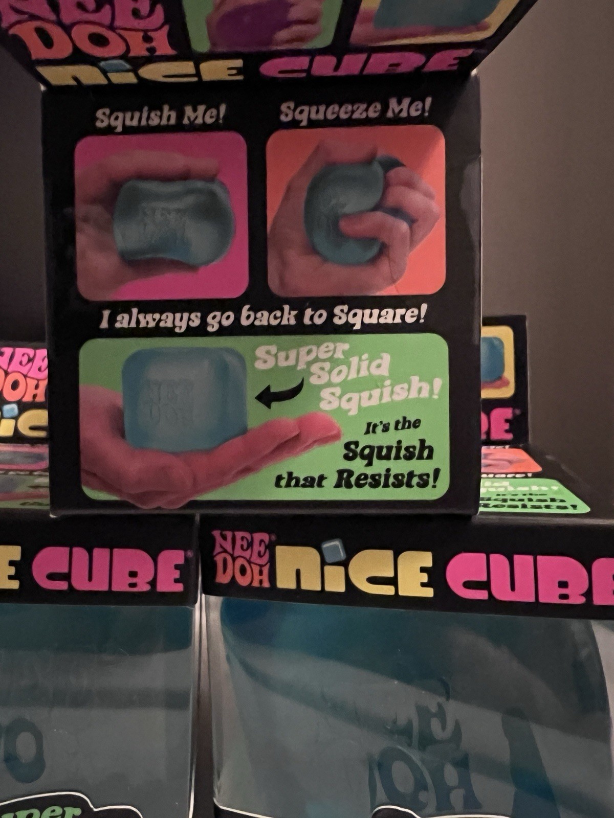 Nee Doh Needoh Nice Cube Blue Ice Super Solid Squish Authentic NEW
