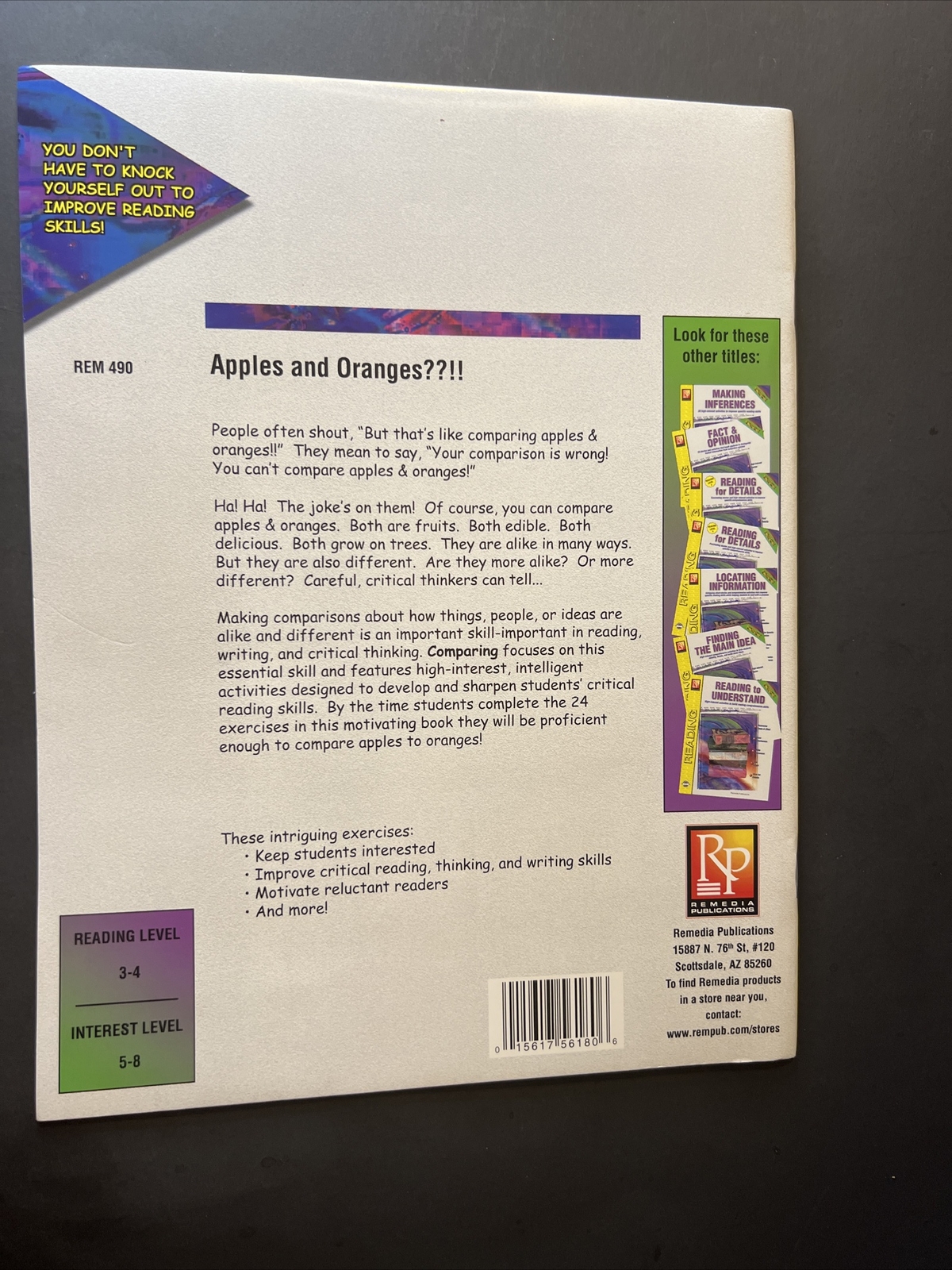 COMPARING (READING COMPREHENSION SKILLS) Level 3-4 Remedia 490 Workbook