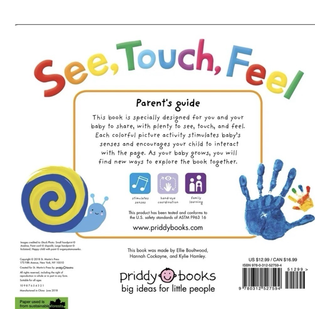 Priddy Books See, Touch, Feel Sensory Book for Babies Ages 0-2