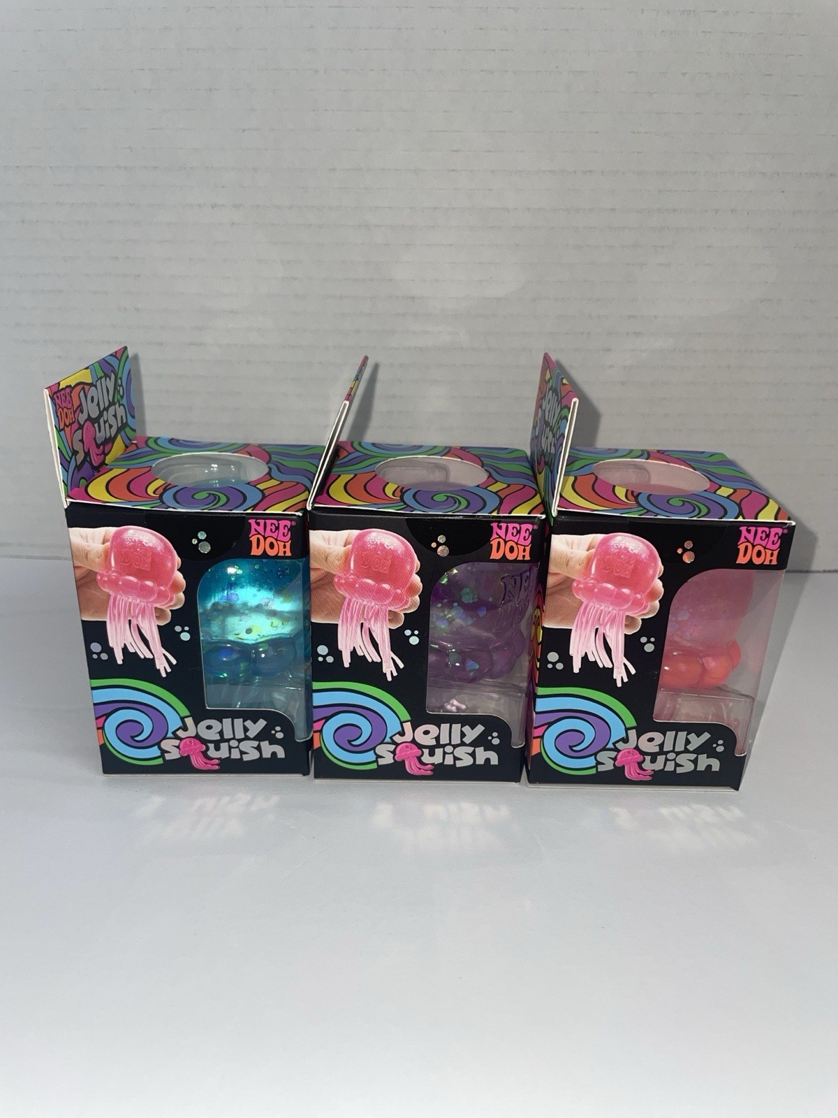 Needoh Jellyfish AUTHENTIC Complete Set of 3 Blue Purple Pink