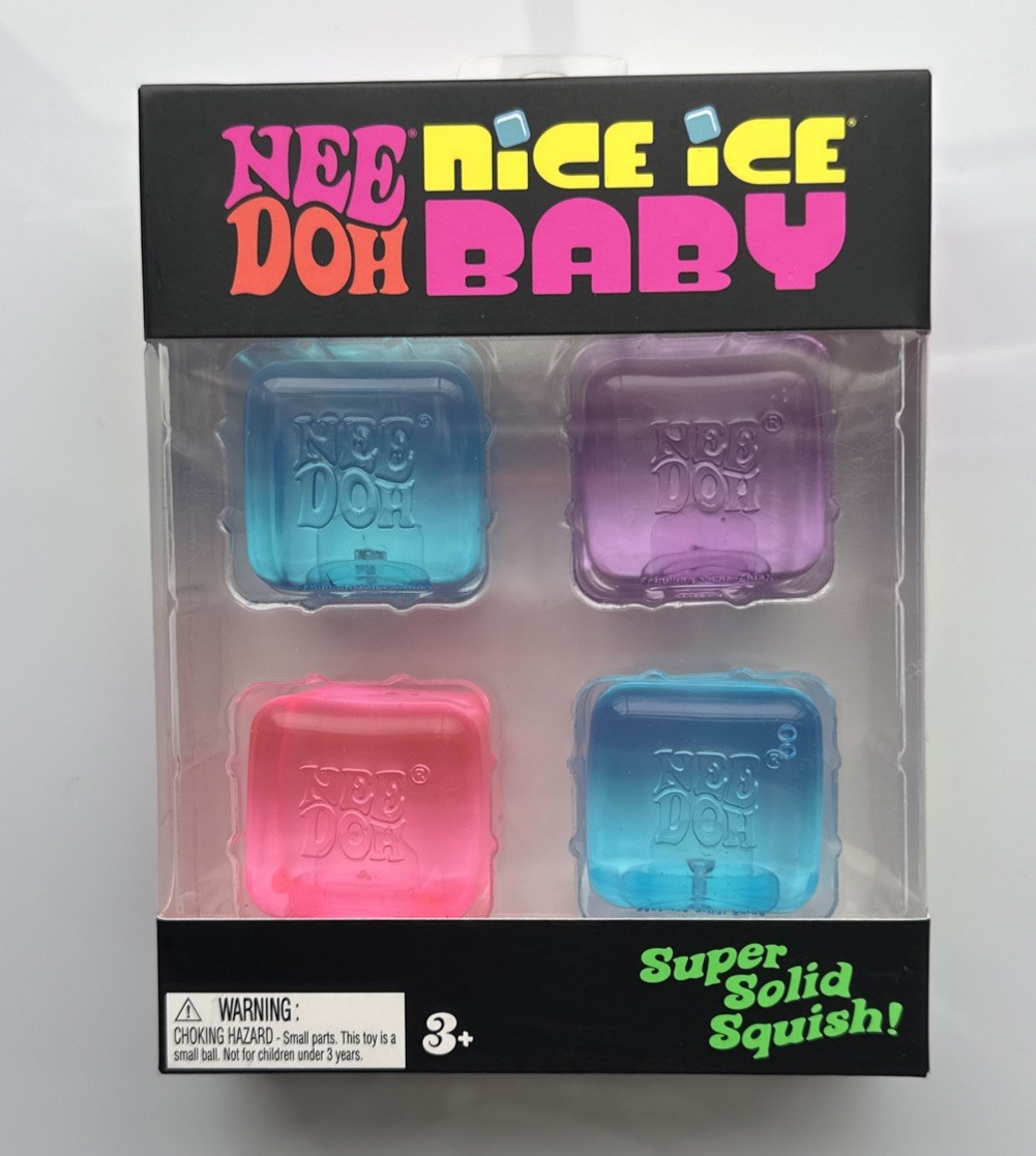 NeeDoh Nice Ice Baby 4 pack, Set of Four Nee Doh Mini Nice Cube Pink Blue Purple