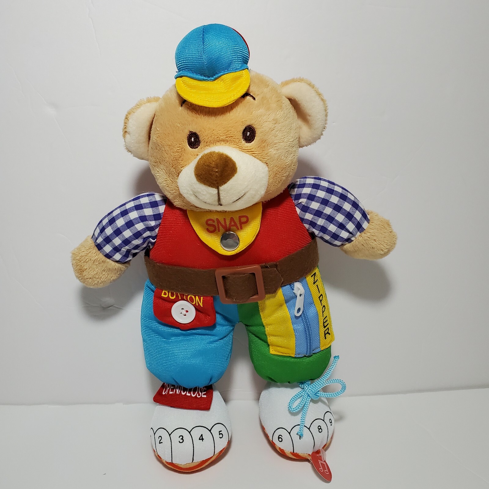 GabiToy Educational Musical Teddy Bear Plush 14” Learning Zipper Button Snap GUC