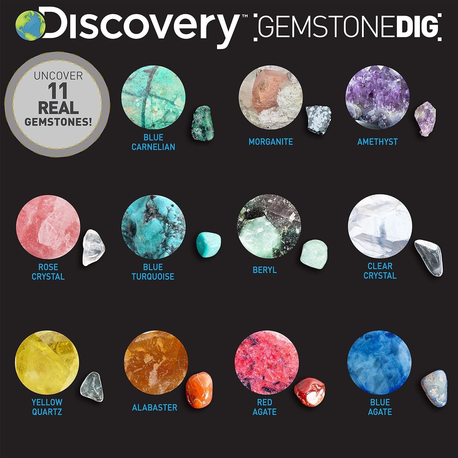 Kids Gemstone Dig Stem Science Kit by , Excavate, Dig & Reveal 11 Real Gemsto…