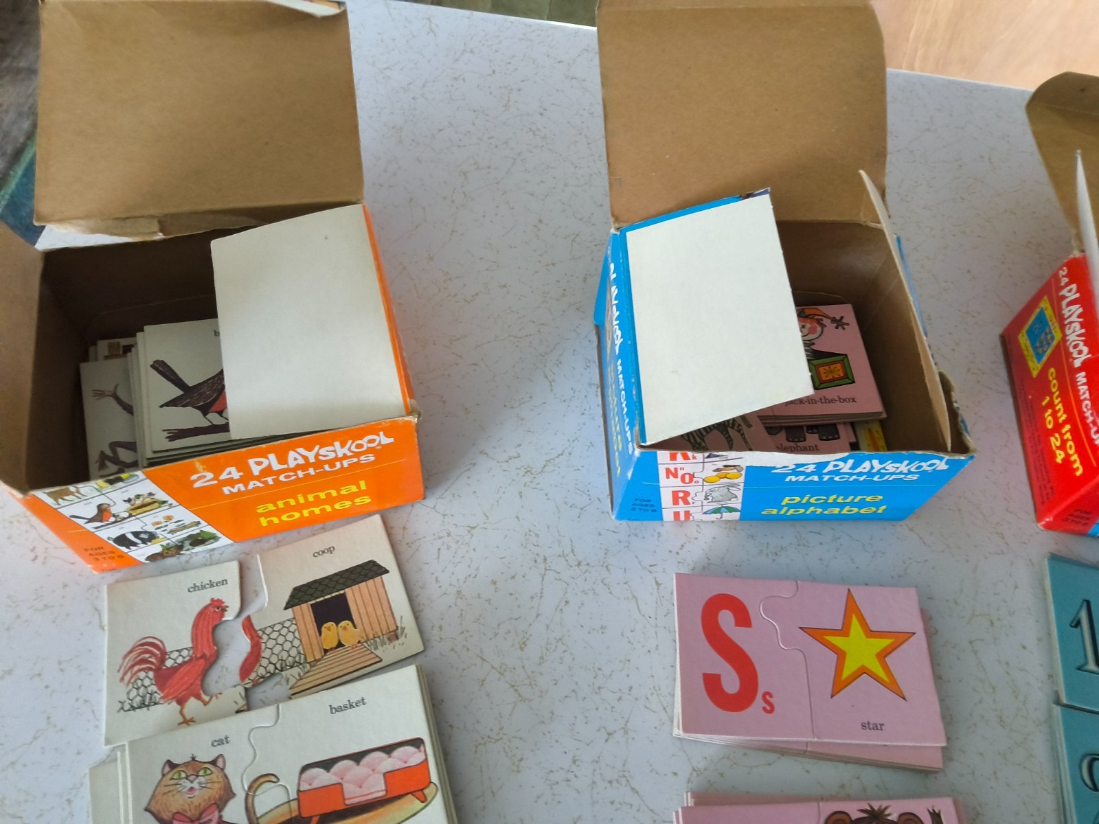 1964 Playskool Puzzle Match-Ups COUNT, ANIMAL HOMES, ALPHABET